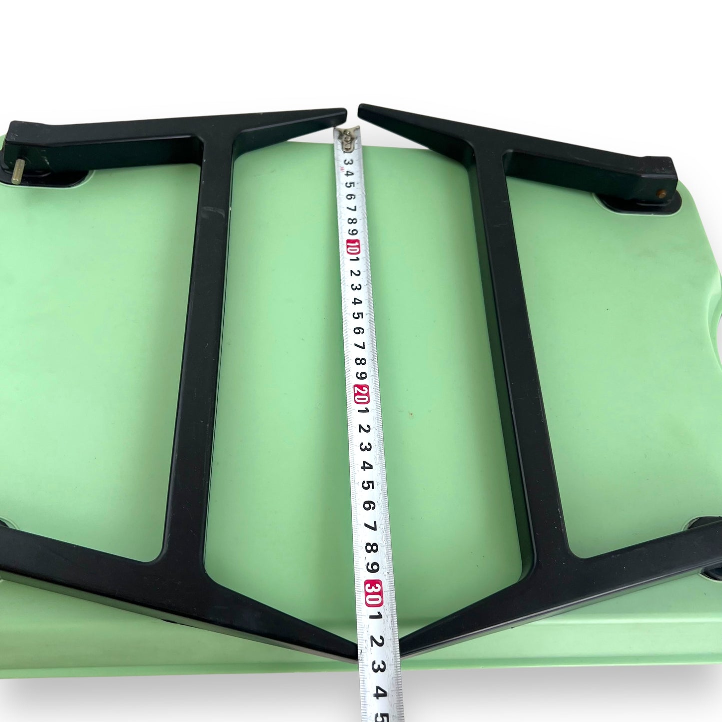 Green Plastic Breakfast tray black legs (1 pin in leg missing)