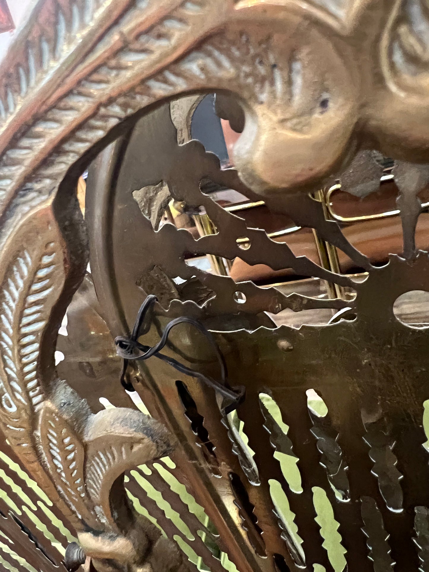 Brass Peacock Fire Screen