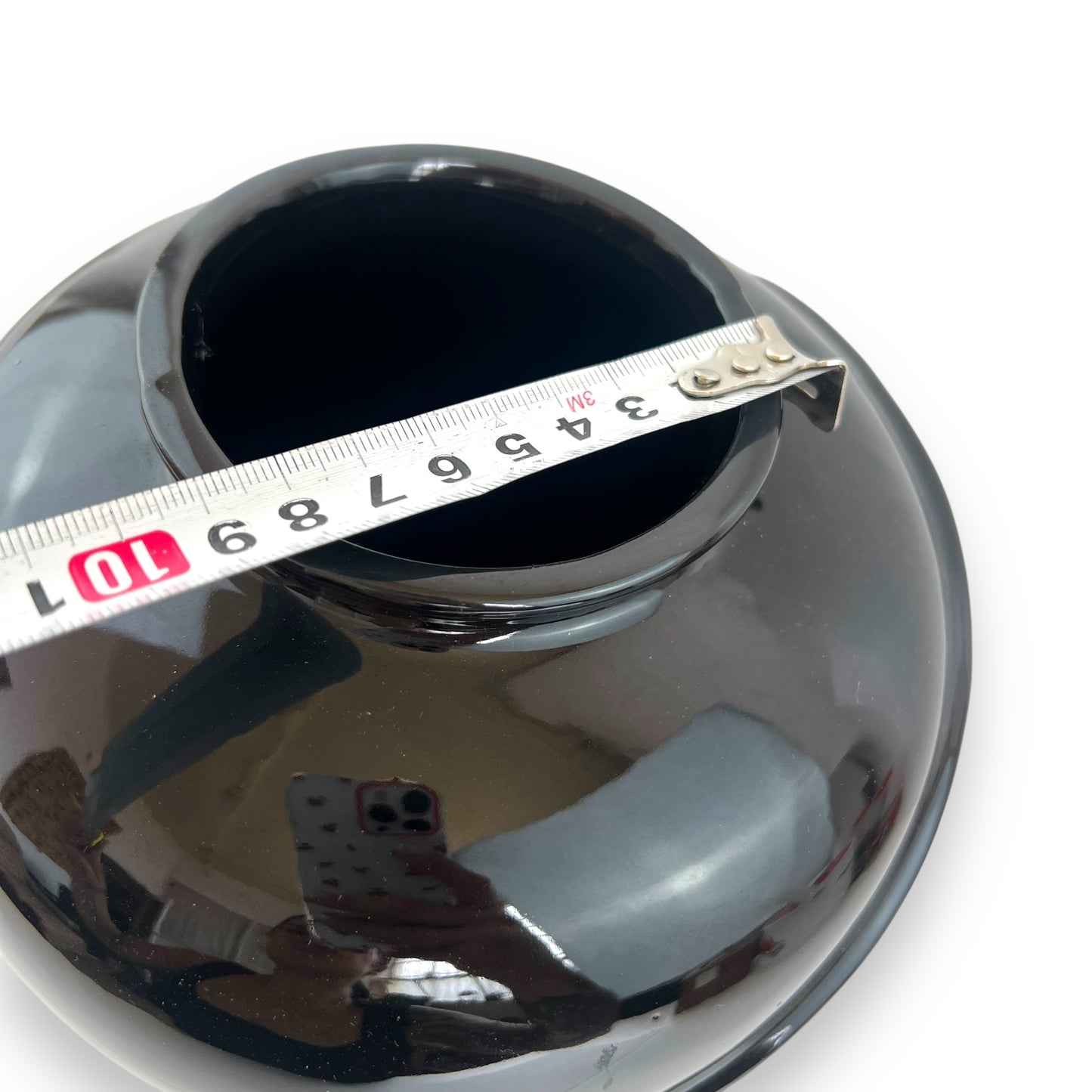Large Glossy Black Ceramic Vase
