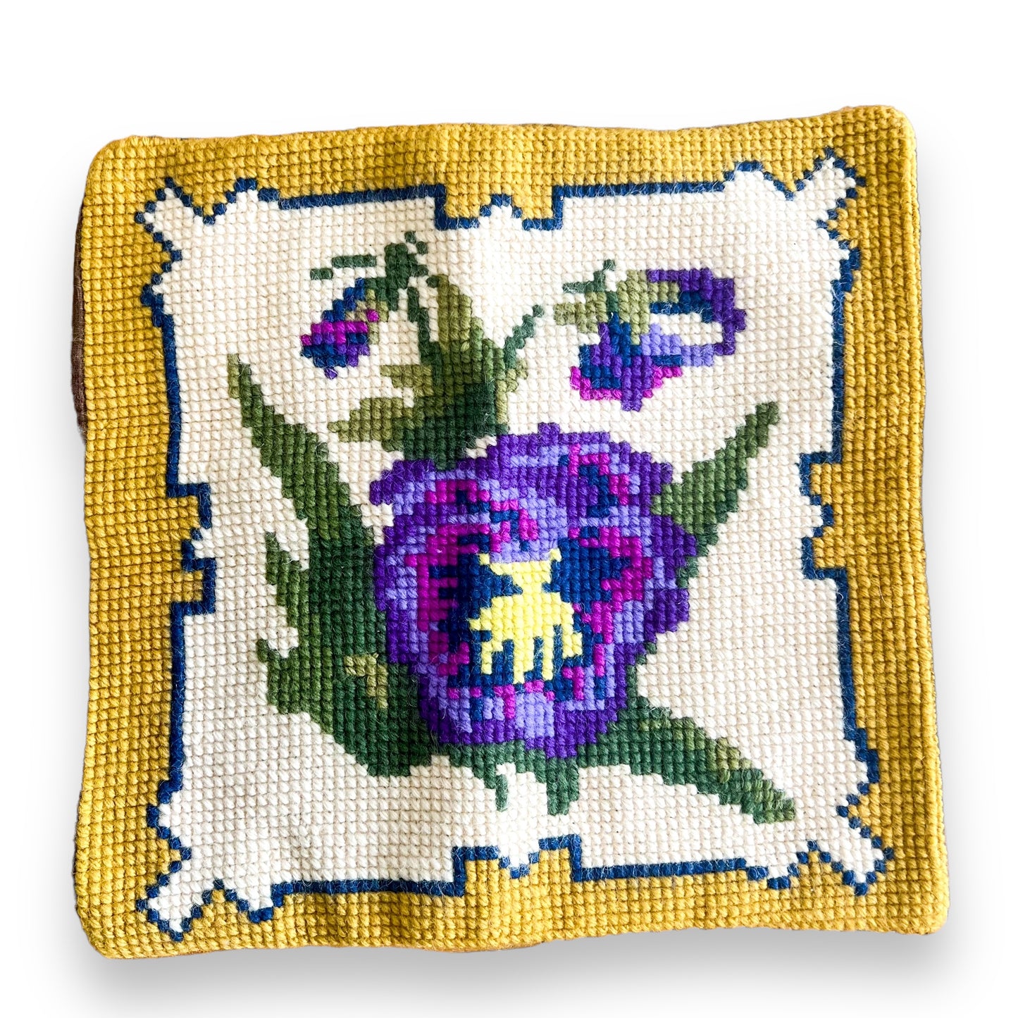 Retro purple flower embroidery pillow case 40x45cm