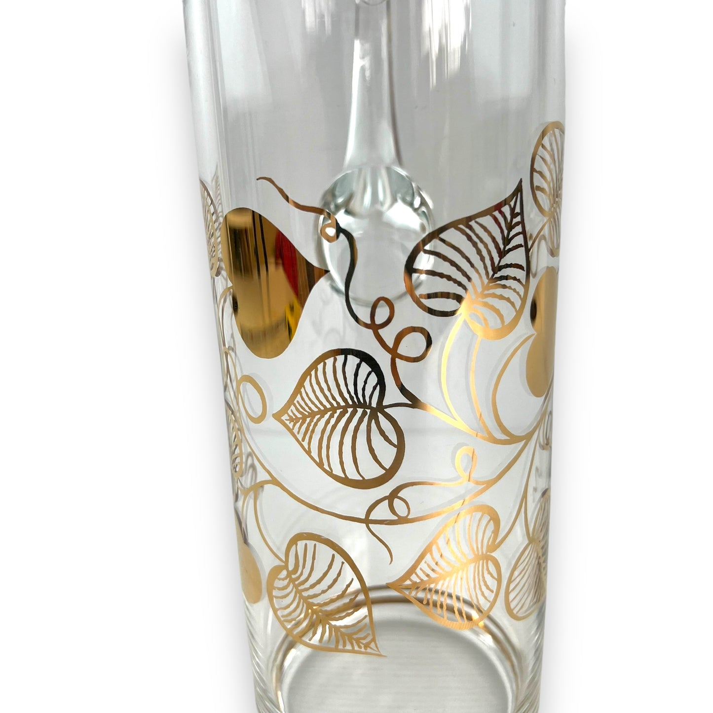 Clear Glass Pitcher Jug with Gold Love heart leaf decal