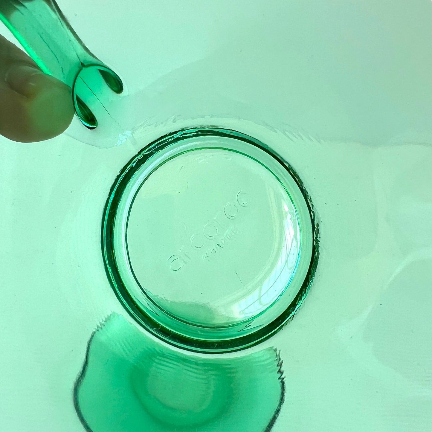 Arcoroc France Green Glass Teacup & Saucer