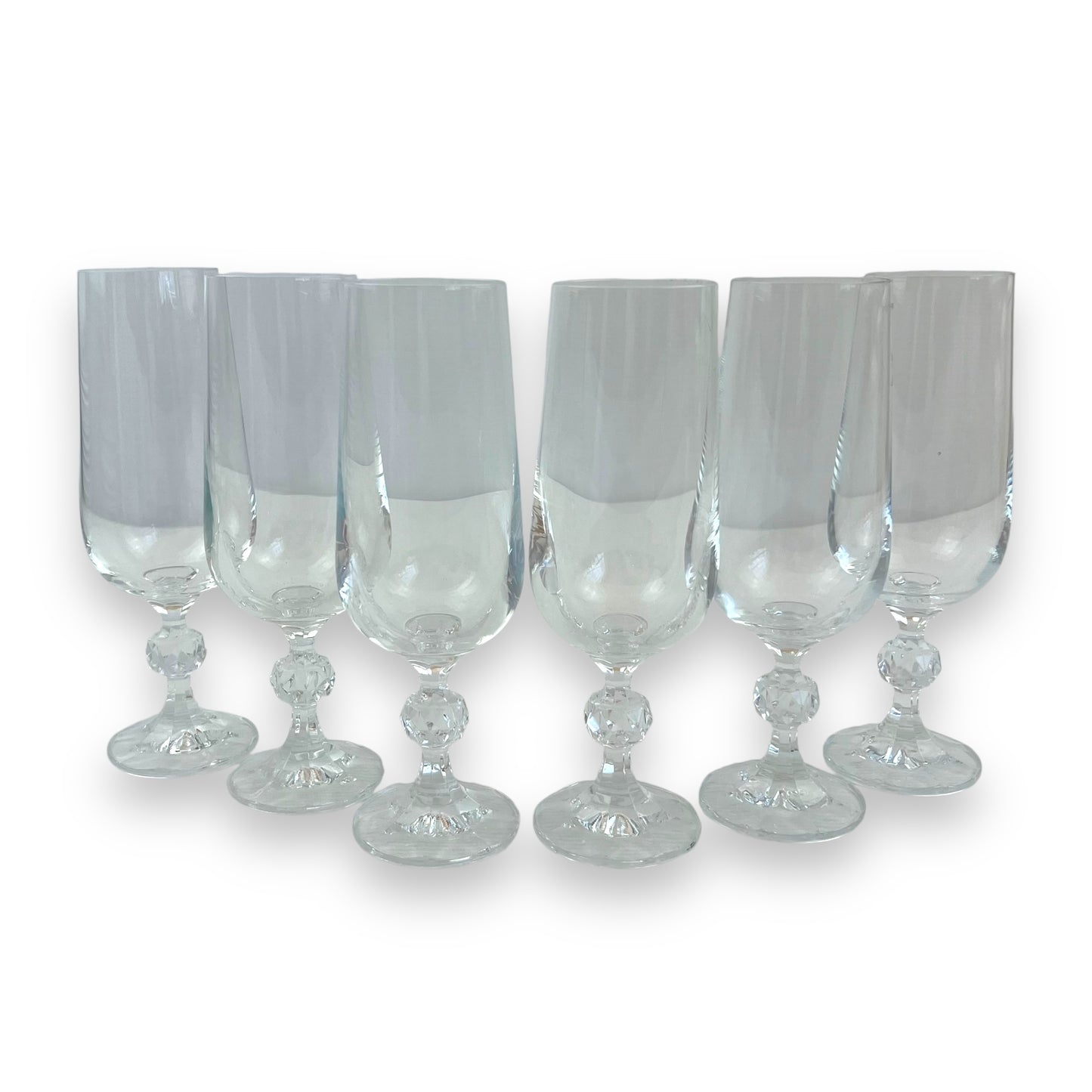 Bohemia Crystal Claudia Champagne Flutes Crystal Glasses Made in Czechoslovakia