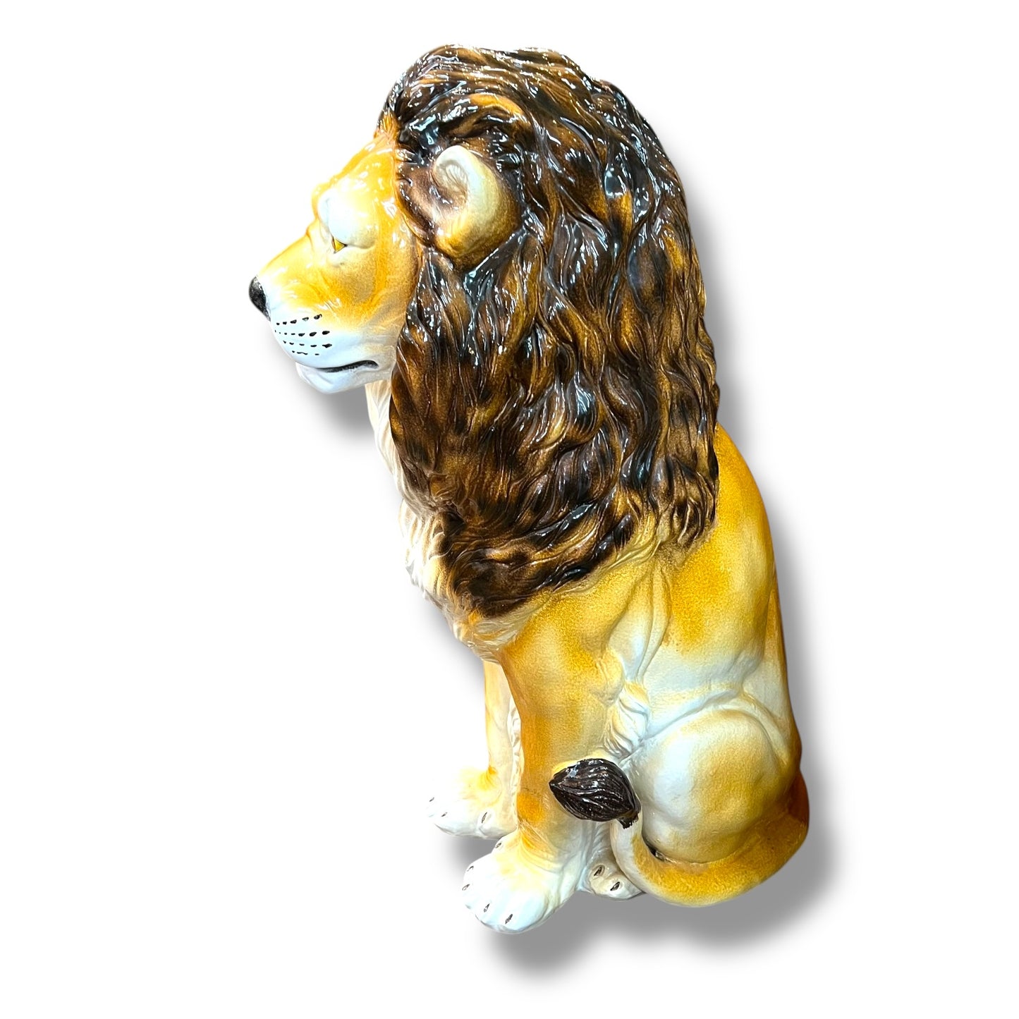 Italian Ceramic Lion Statue – 90cm Tall