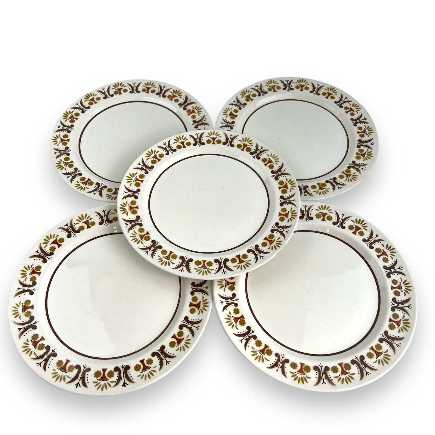 Set of 5 Mikasa Mediterrania Dinner Plates - Rick Rack Pattern - Made in Japan