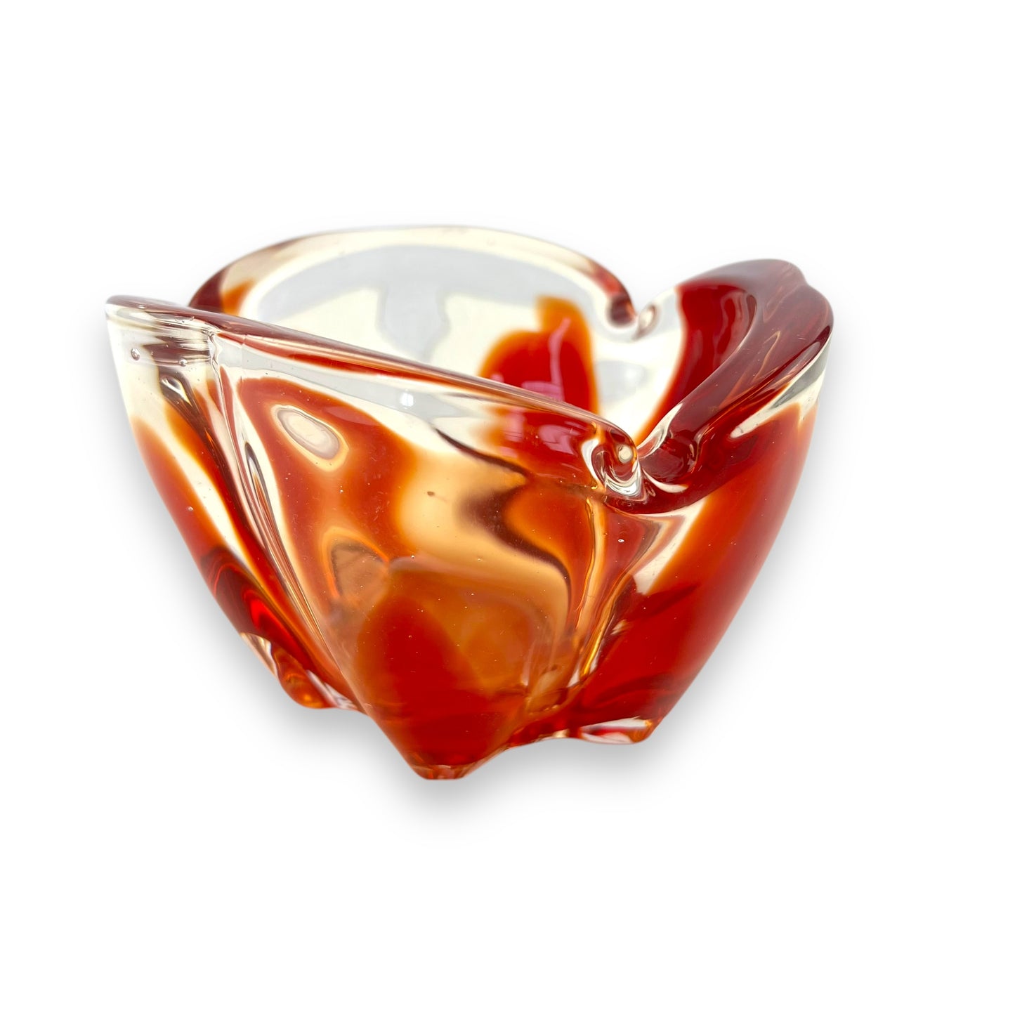 Red and clear Art Glass dish