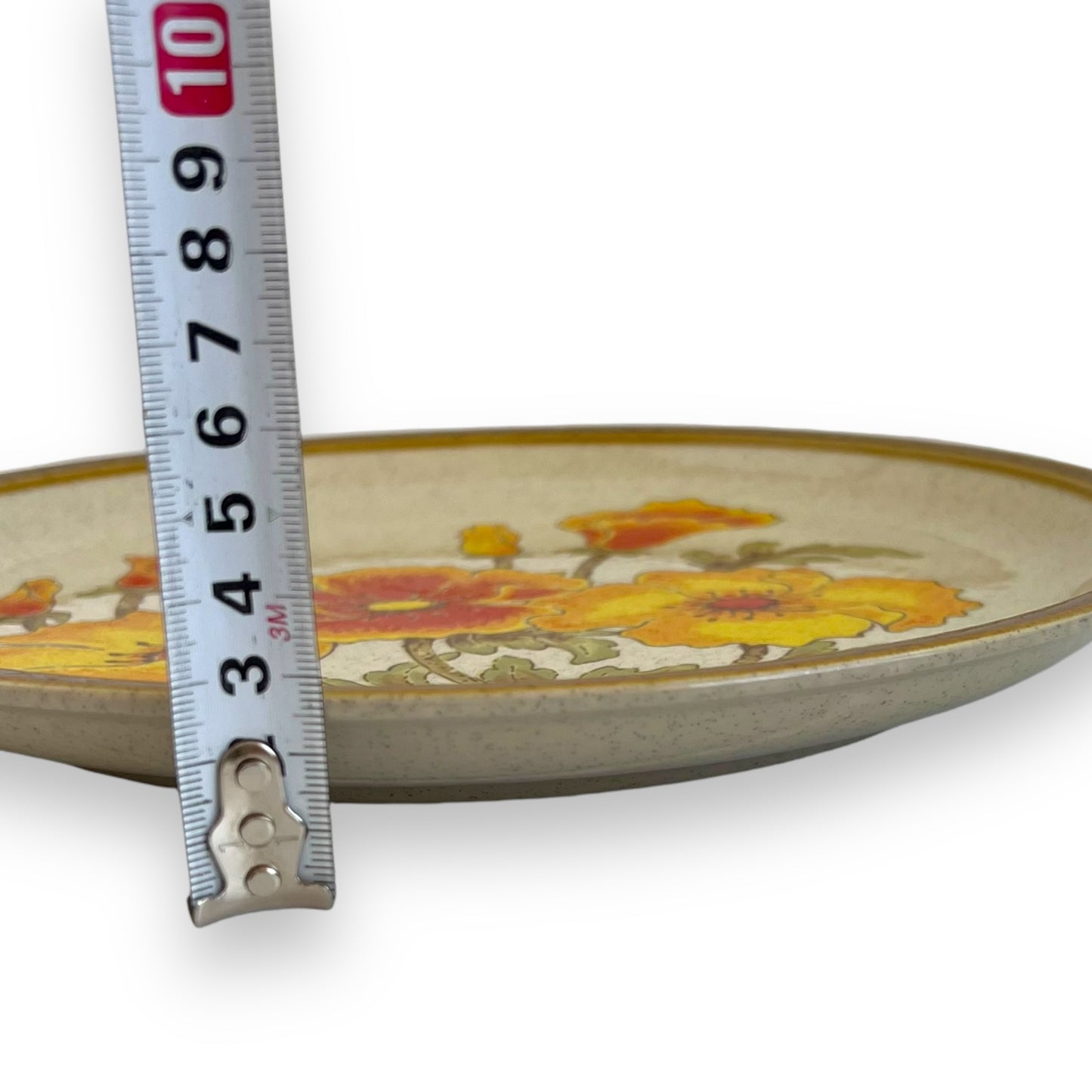 Vintage Apollo Stone by Elier Round Serving Plate - Yellow & Red Floral Pattern - Made in Japan