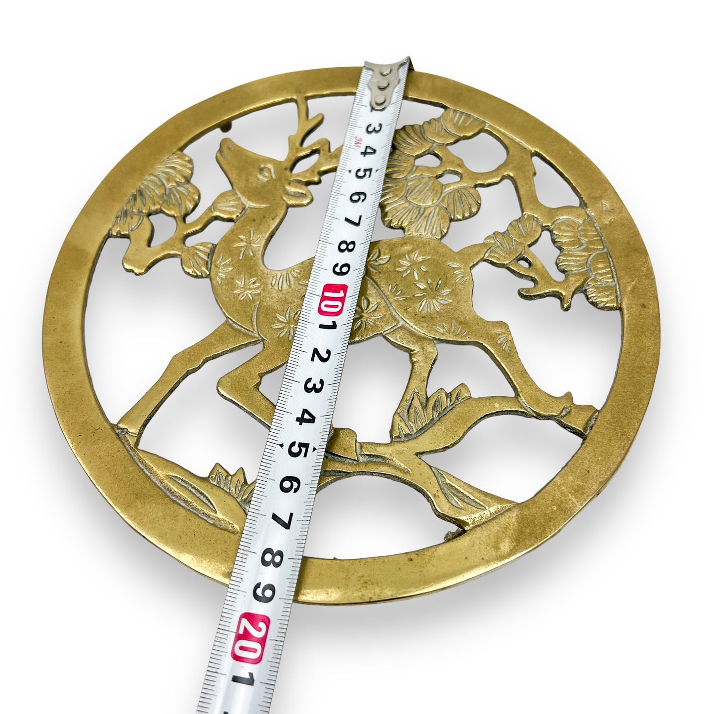 Round Brass Deer Trivet