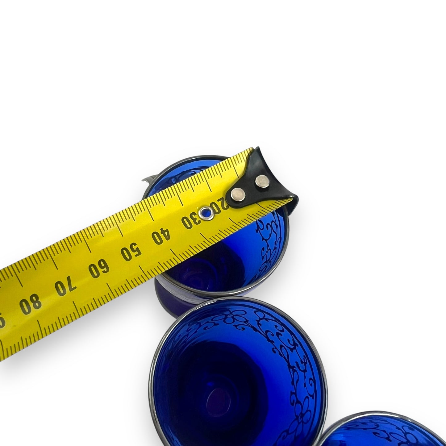 Hand Blown Italian Cobalt Silver Overlay Cordial Set