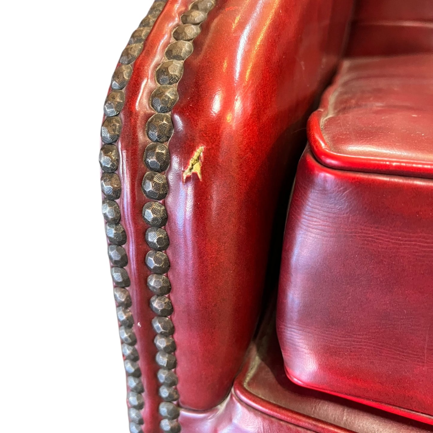 Red Wingback Armchair with Stud Detailing