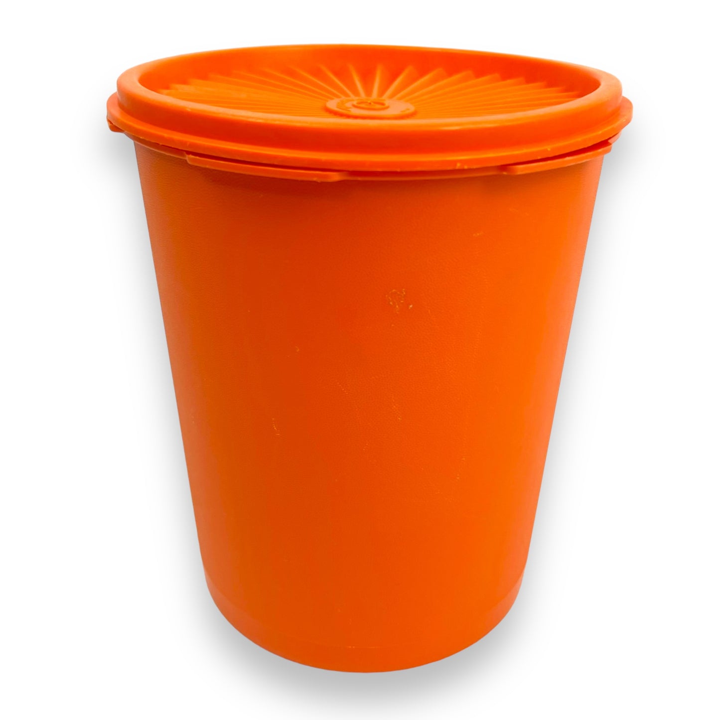 Orange Tupperware Cylinder Storage Container