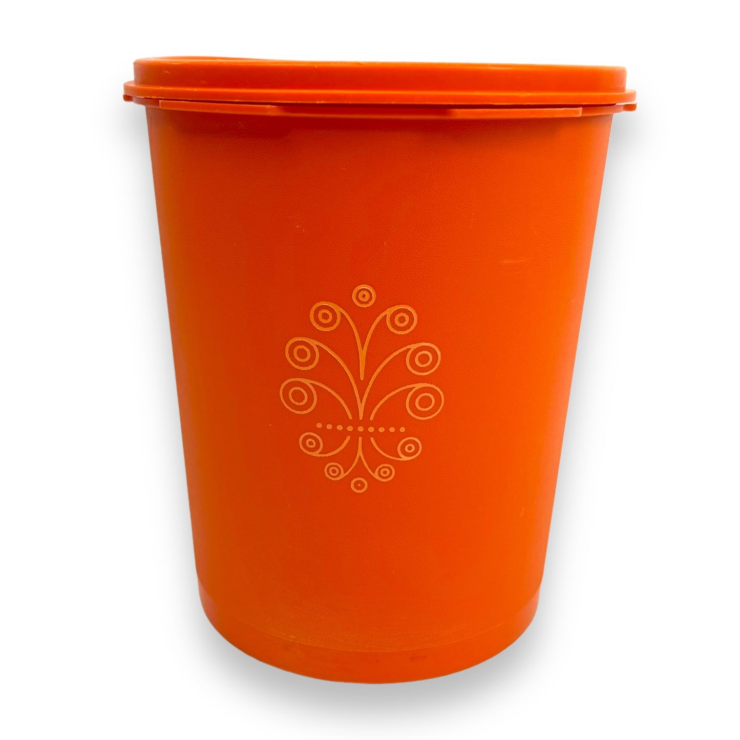 Orange Tupperware Cylinder Storage Container