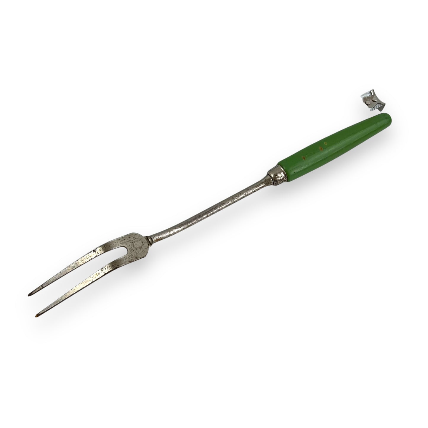 Green Handle Two Prong Fork Utensil