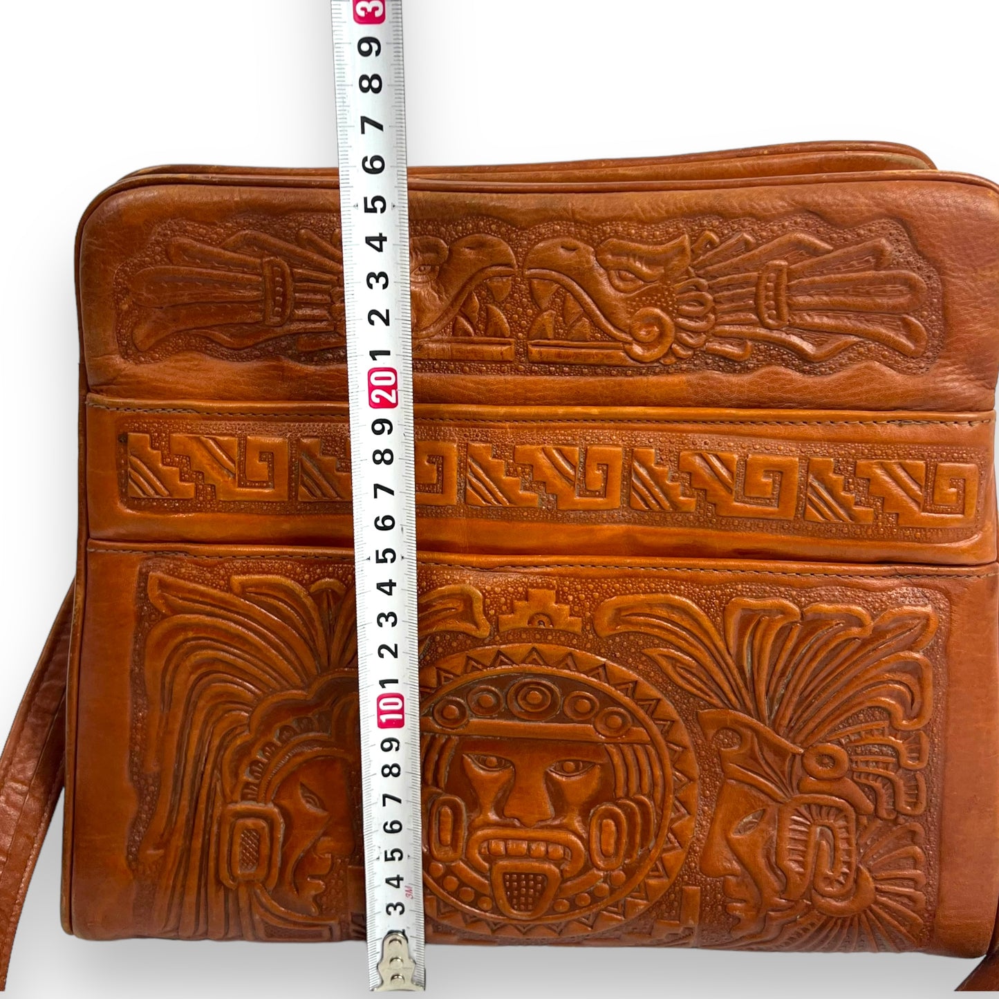 Brown Mexican Leather Bag Hand Tooled With Strap