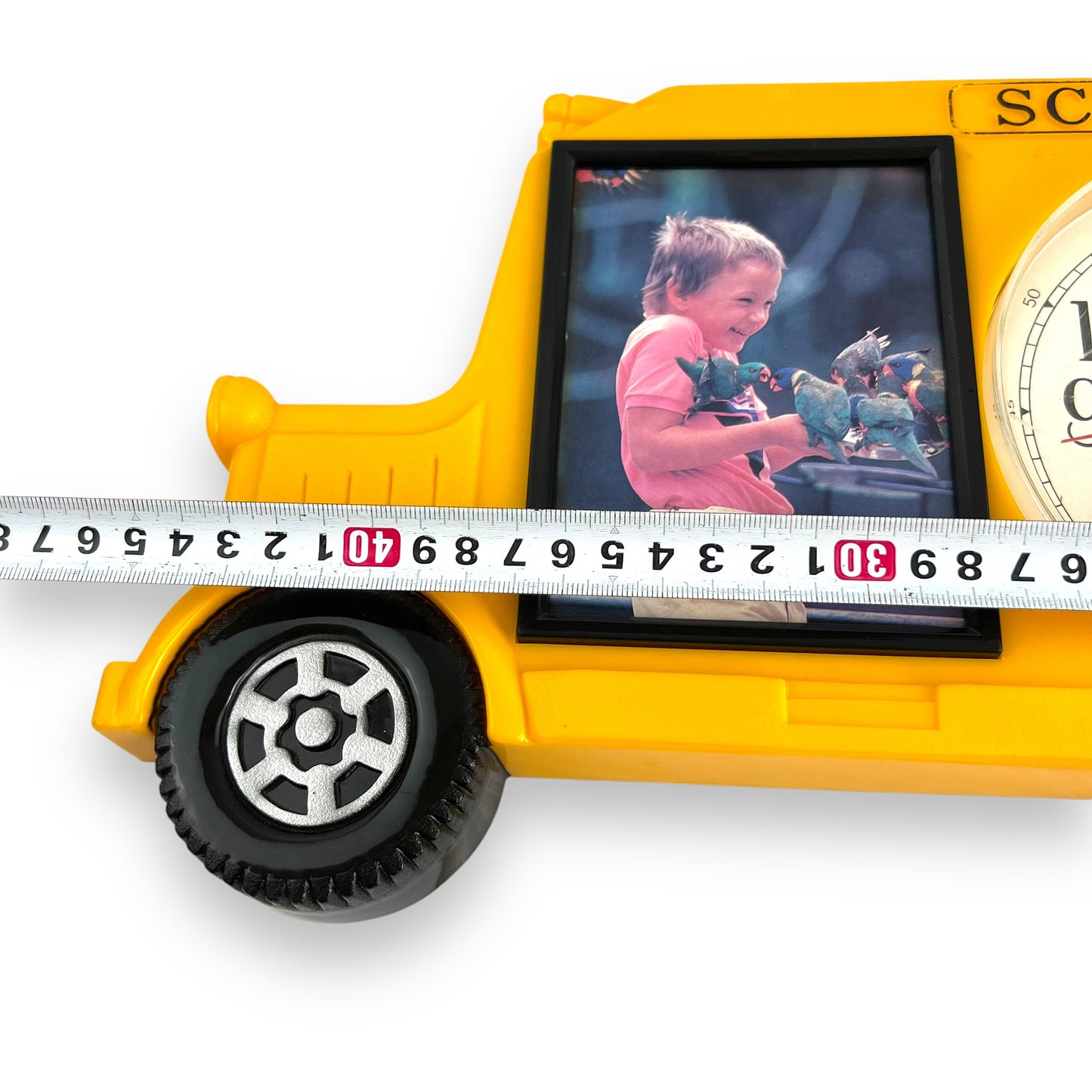 Yellow School Bus Clock & Picture Frame