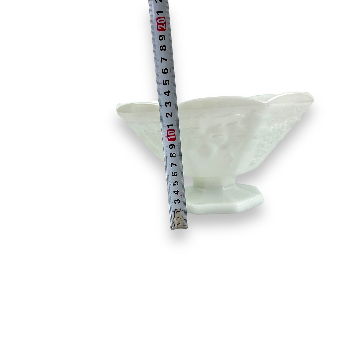 White glass 3D grape pattern octagon bowl