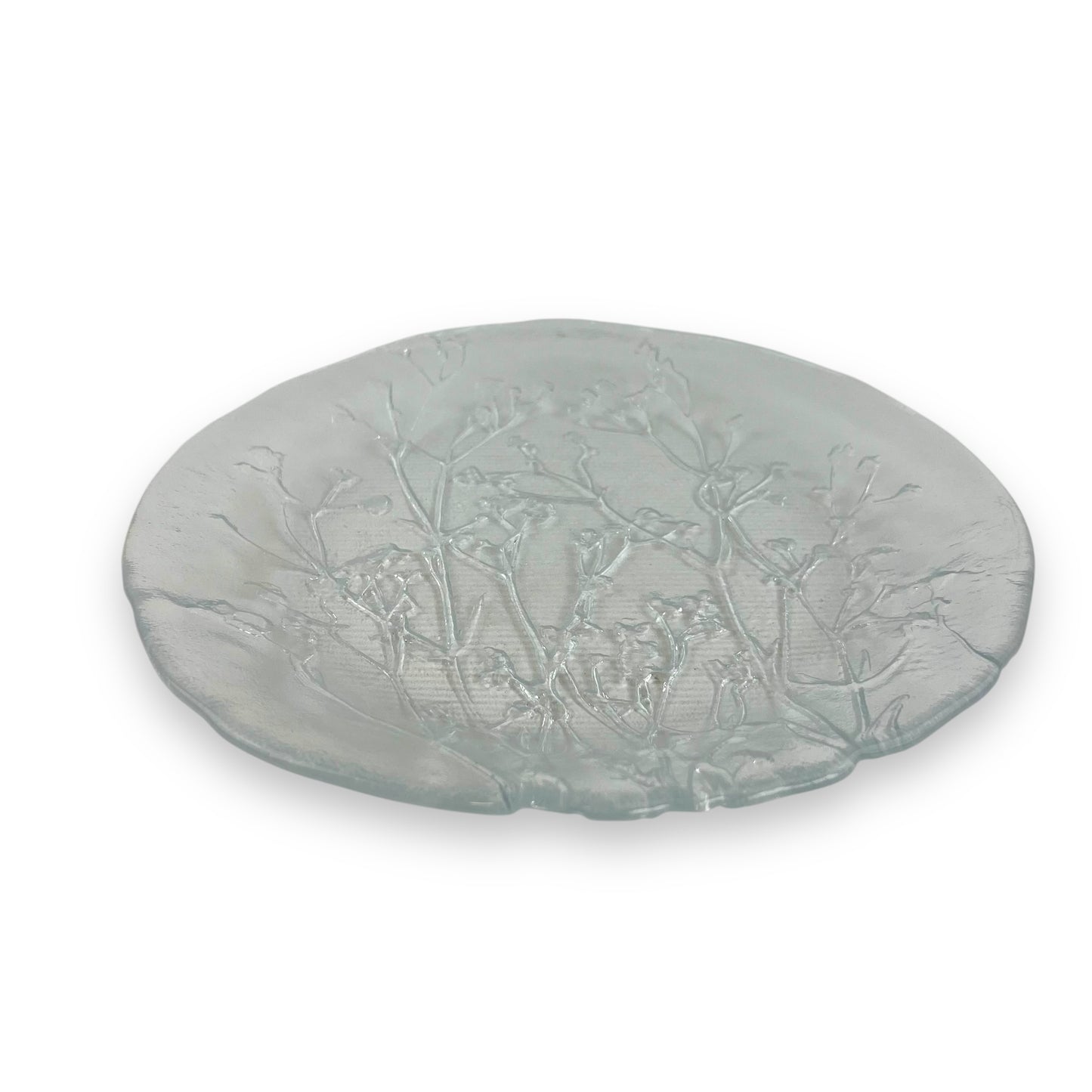 Floral Design Embossed Glass Plate