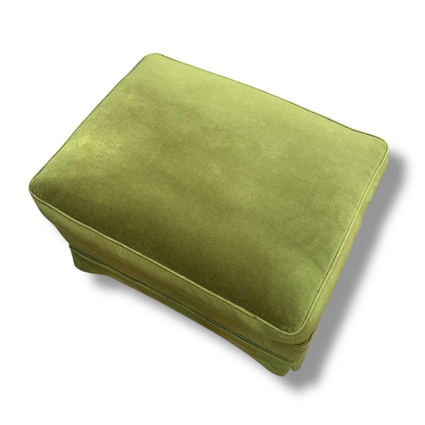 Ottoman — Green Velvet Upholstery, Feather Cushion