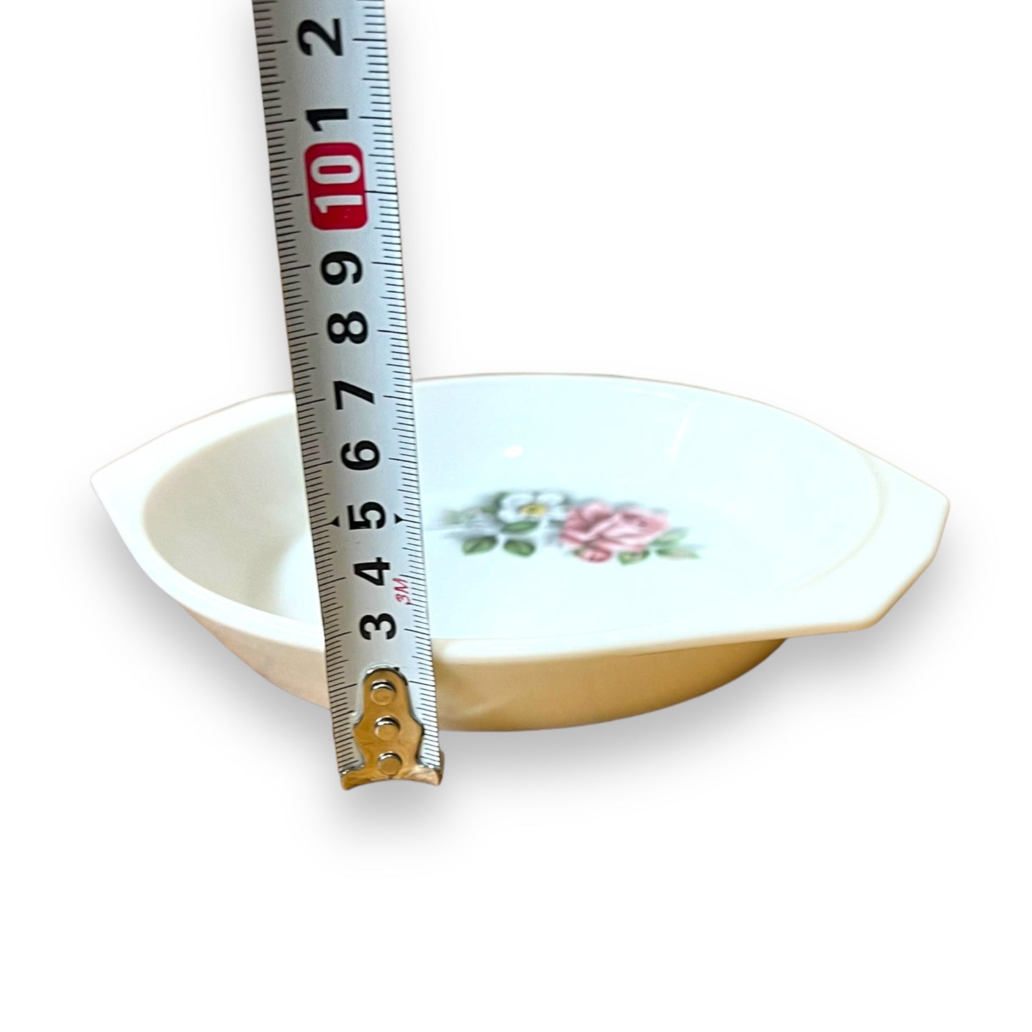 Arcopal Round Serving Dish with Pink Rose Floral Design - Made in France
