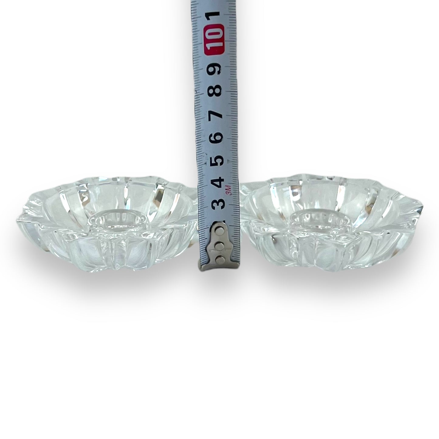 Starburst Cut Glass Candle Stick Holder Set of 2