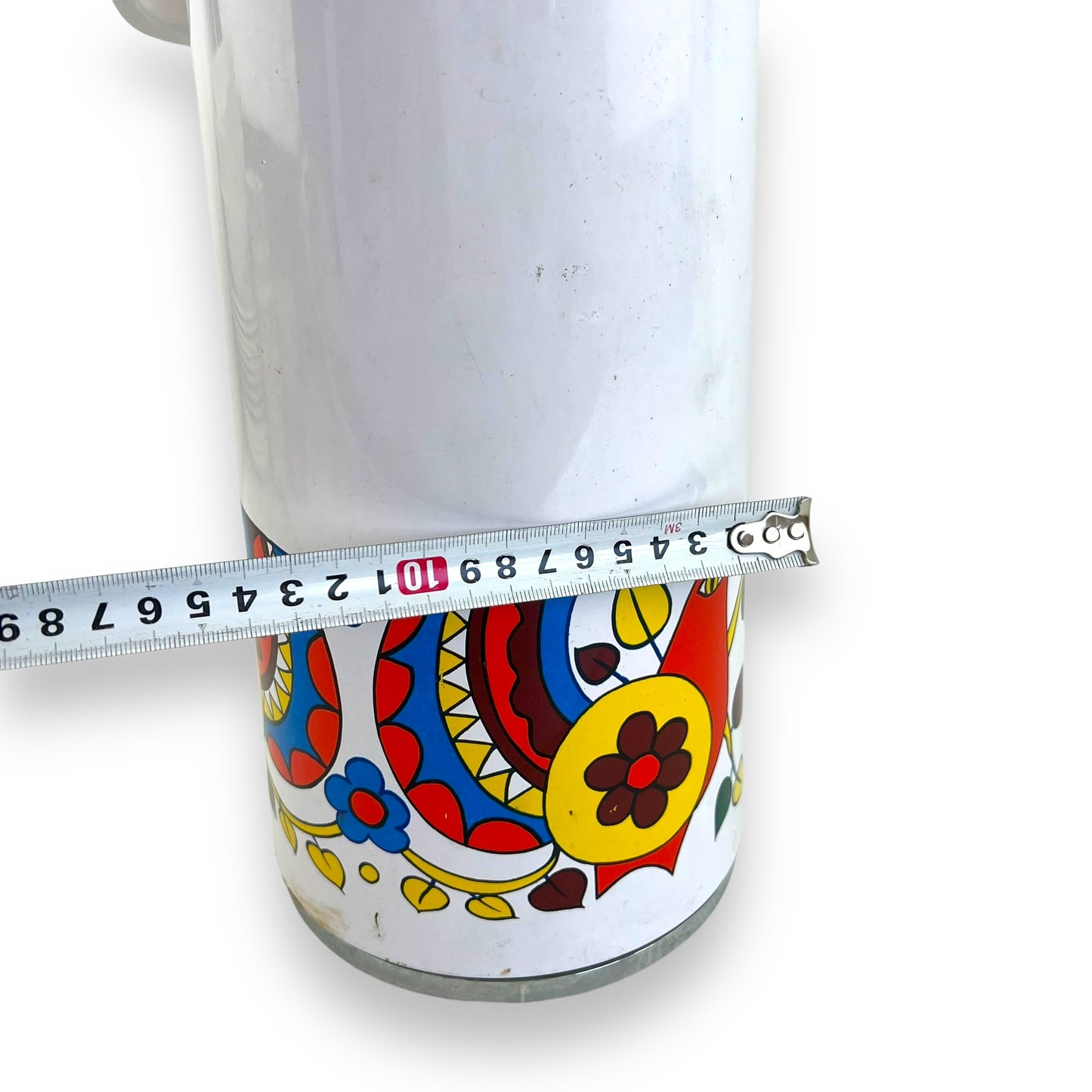 Airpot Thermos – White with Colorful Folk Art Bird Design