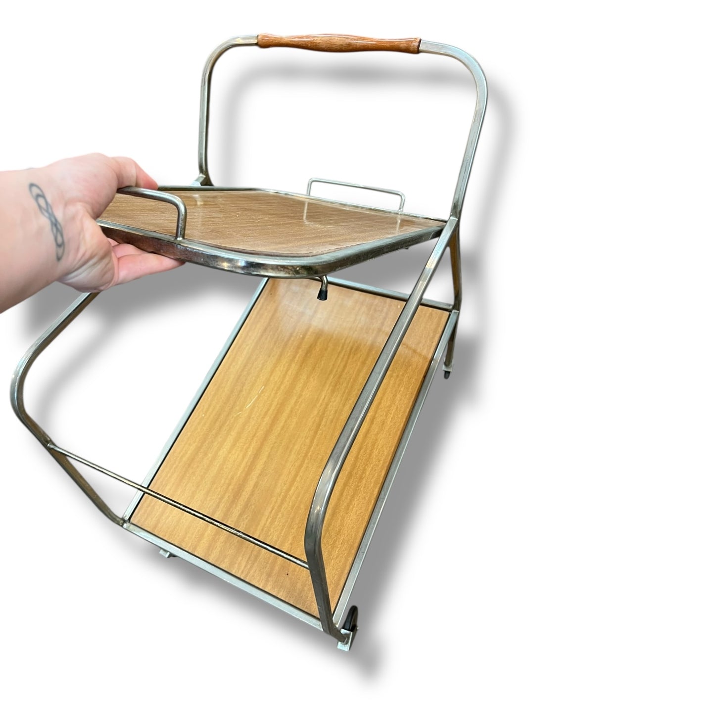 Chrome & Laminate Drinks Trolley with Removable Tray