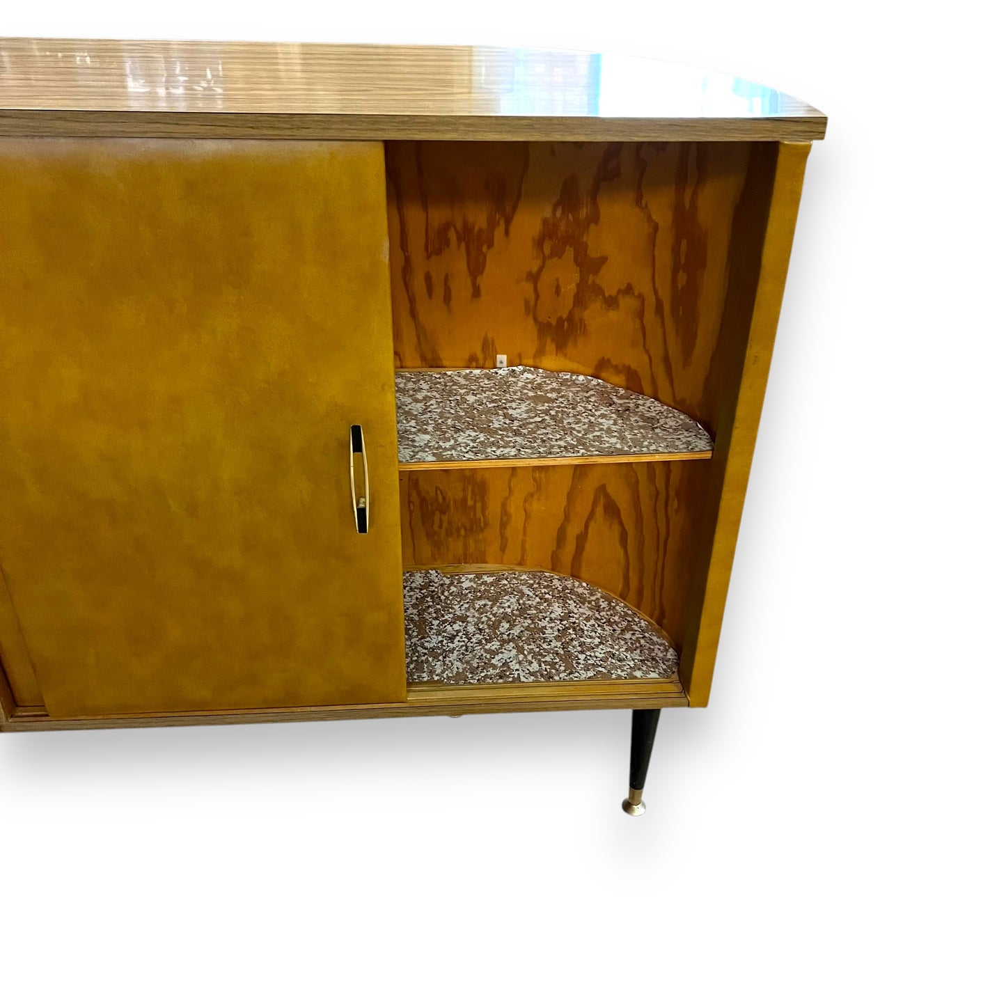 Mustard Retro Bar Cabinet with Dancing Man & Woman