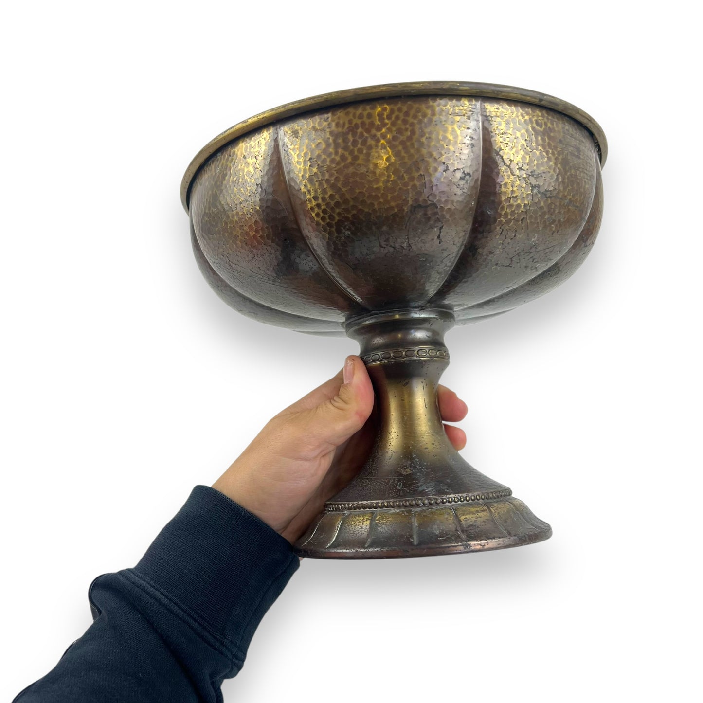 Hammered Brass Pedestal Bowl – Ackmans Ltd, Fitzroy Melbourne