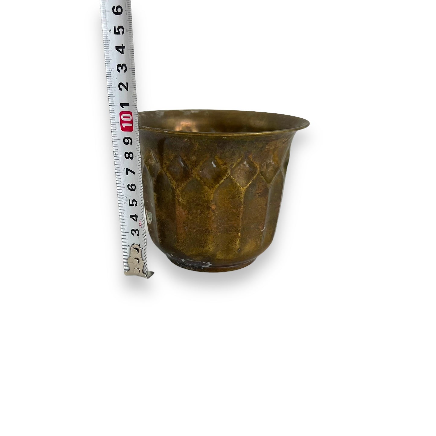 Small Brass Planter Pot Diamond Pattern