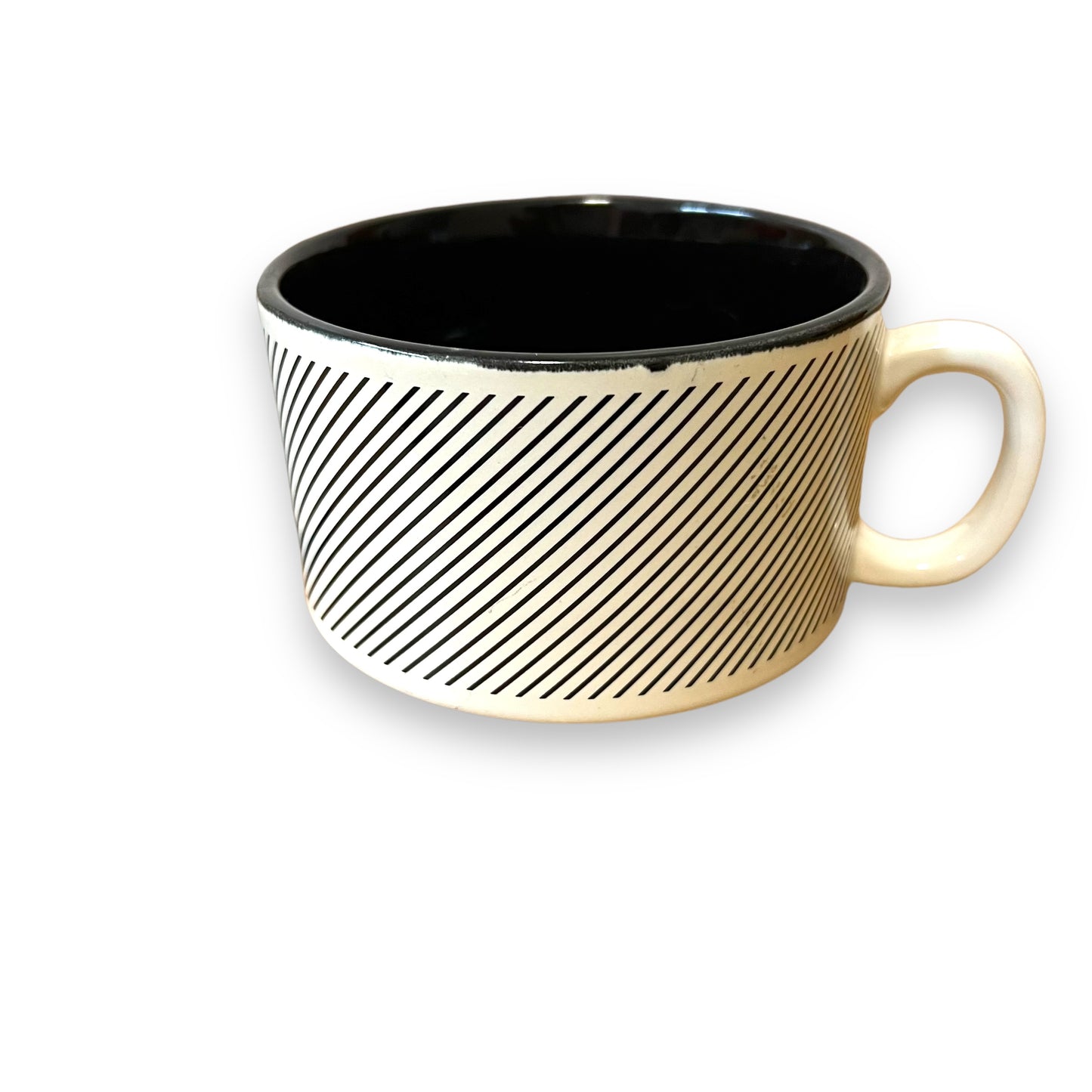 Set of 2 Black Stripe Soup Mugs - Made in Japan
