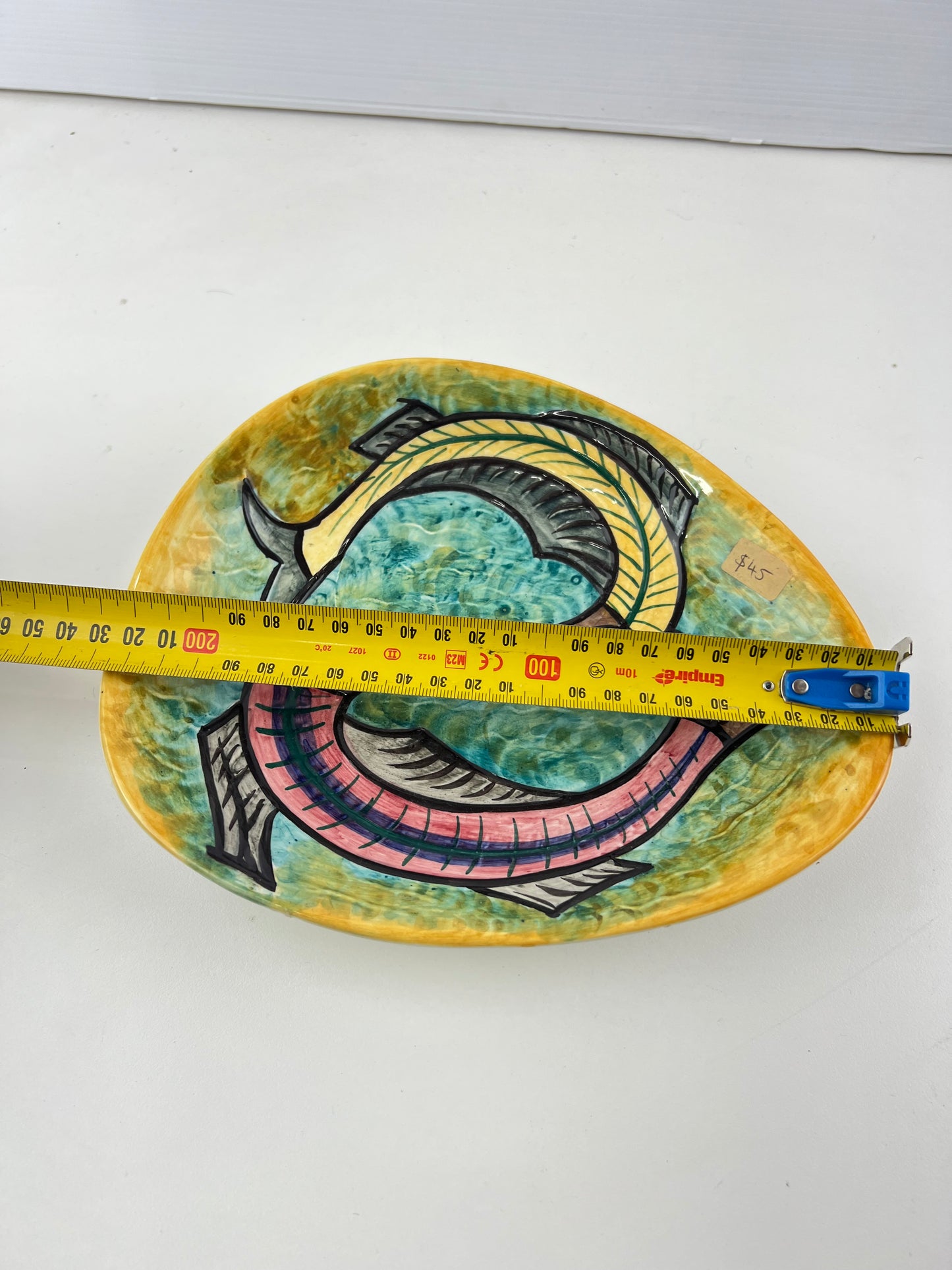 Hand-Painted Modernist Fish Ceramic Dish