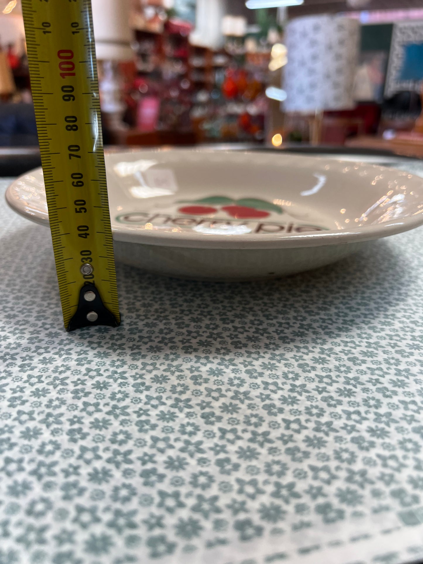 Cherry Pie Recipe Plate – Retro Ceramic Pie Dish with Recipe