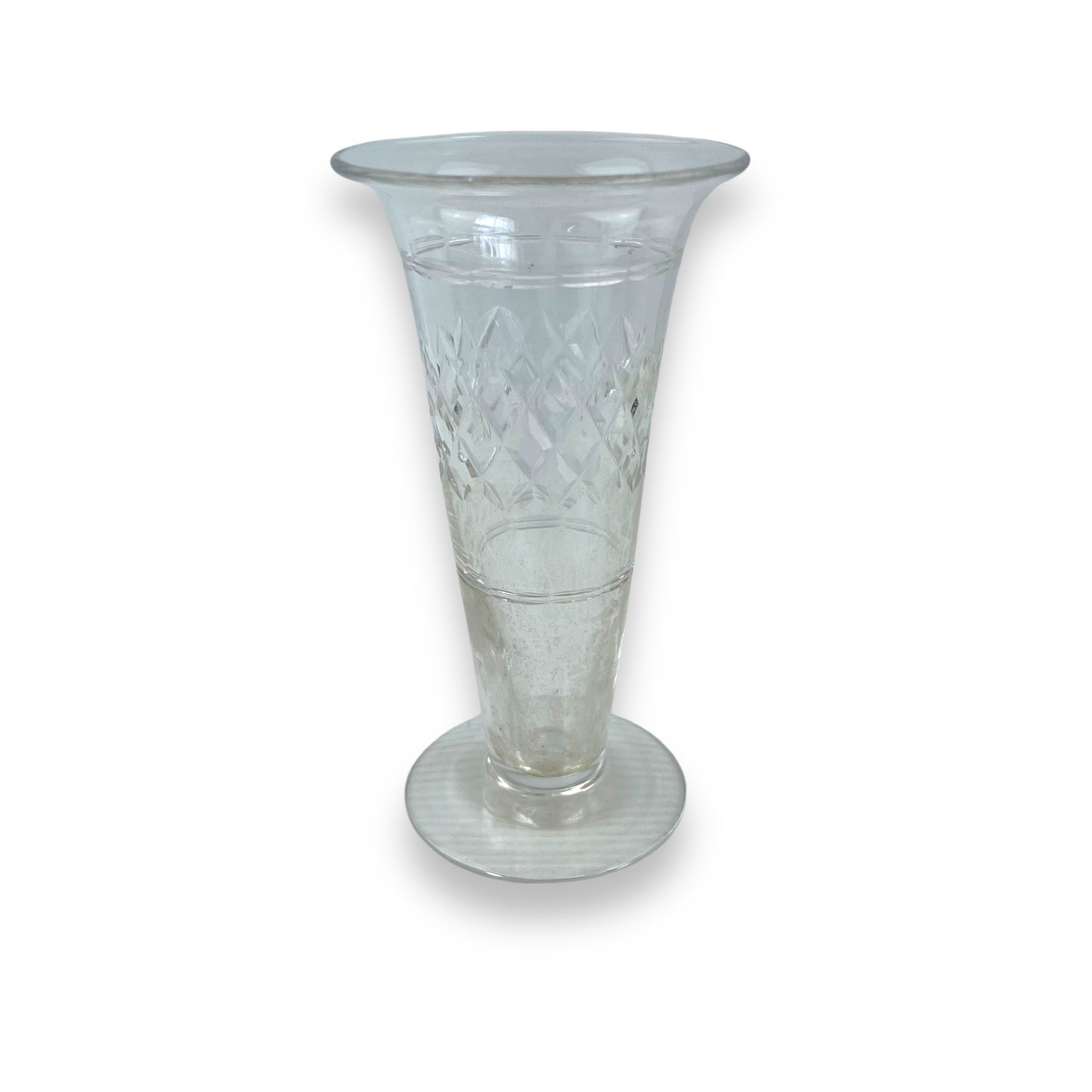 Clear glass trumpet shape vase