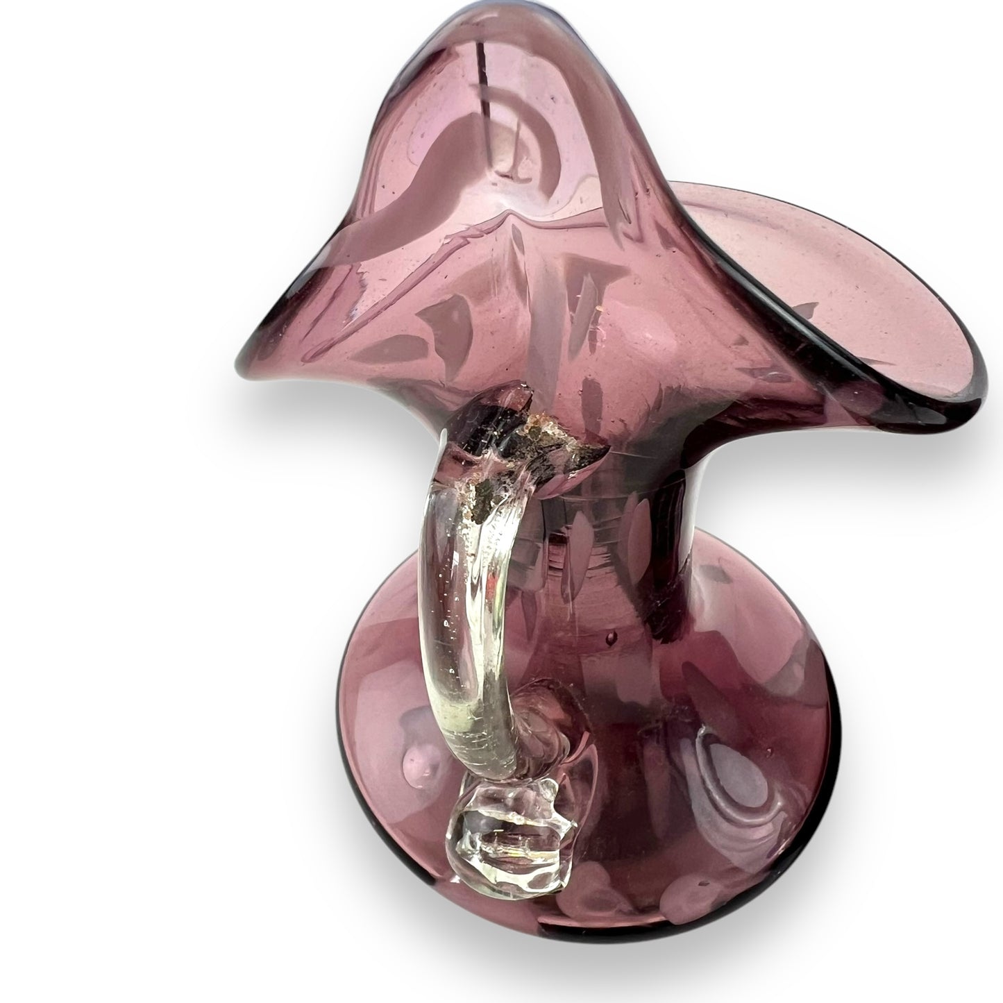 Pair of Amethyst Purple Handblown Glass Pitchers / Sculptural Vases