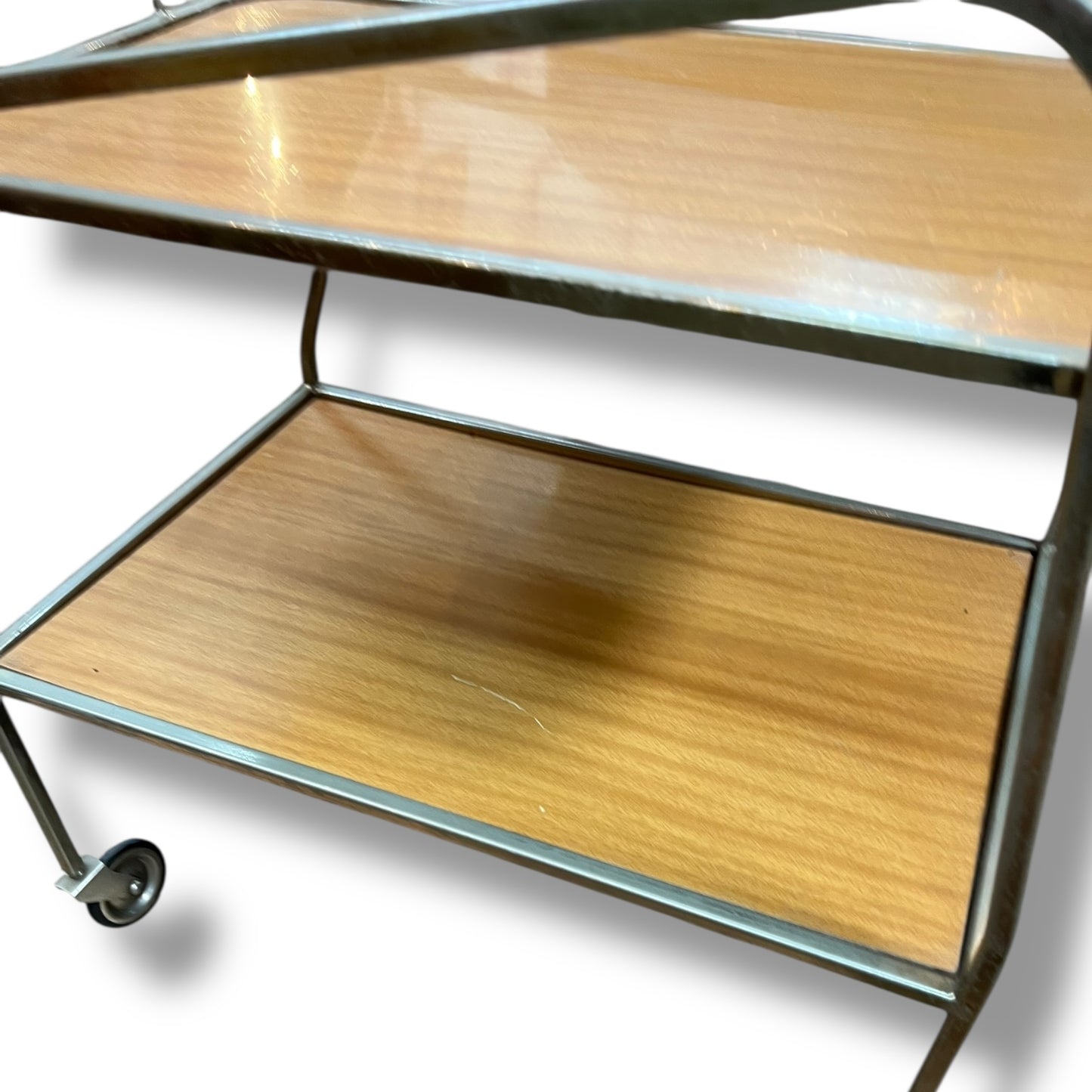Chrome & Laminate Drinks Trolley with Removable Tray