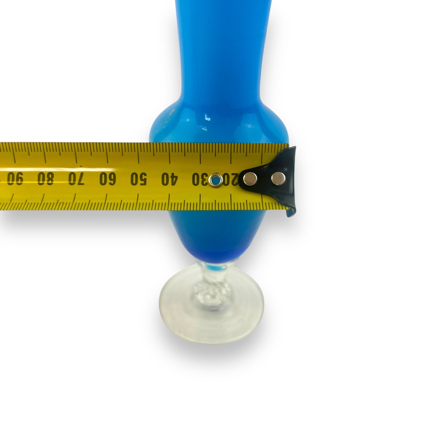 Blue Glass Vase with Twisted Stem Base