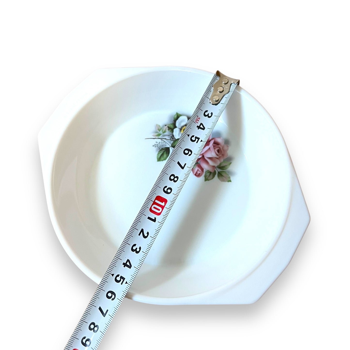 Arcopal Round Serving Dish with Pink Rose Floral Design - Made in France