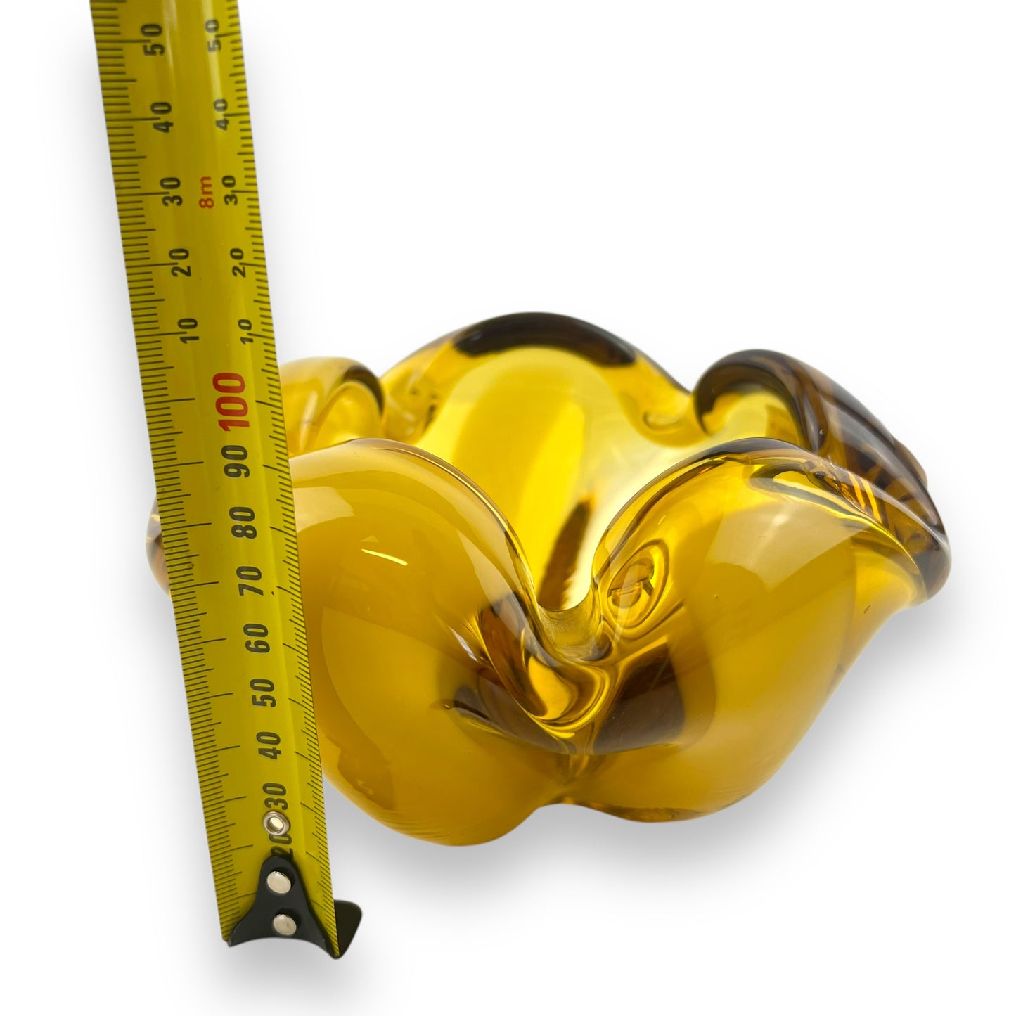 Amber yellow Art Glass Dish