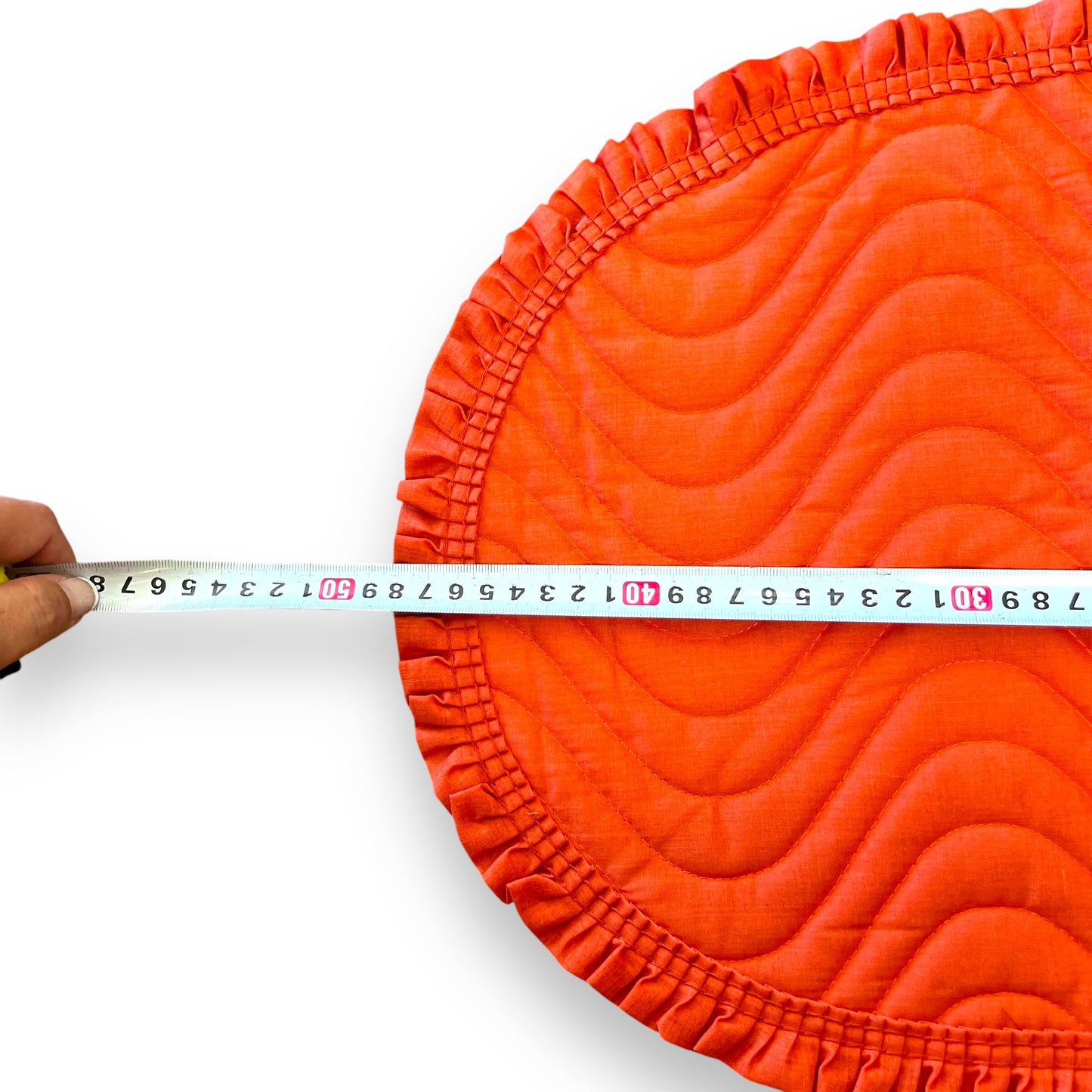 Set of 4 Vintage Quilted Placemats – Orange Red Polyester & Cotton Retro Table Decor