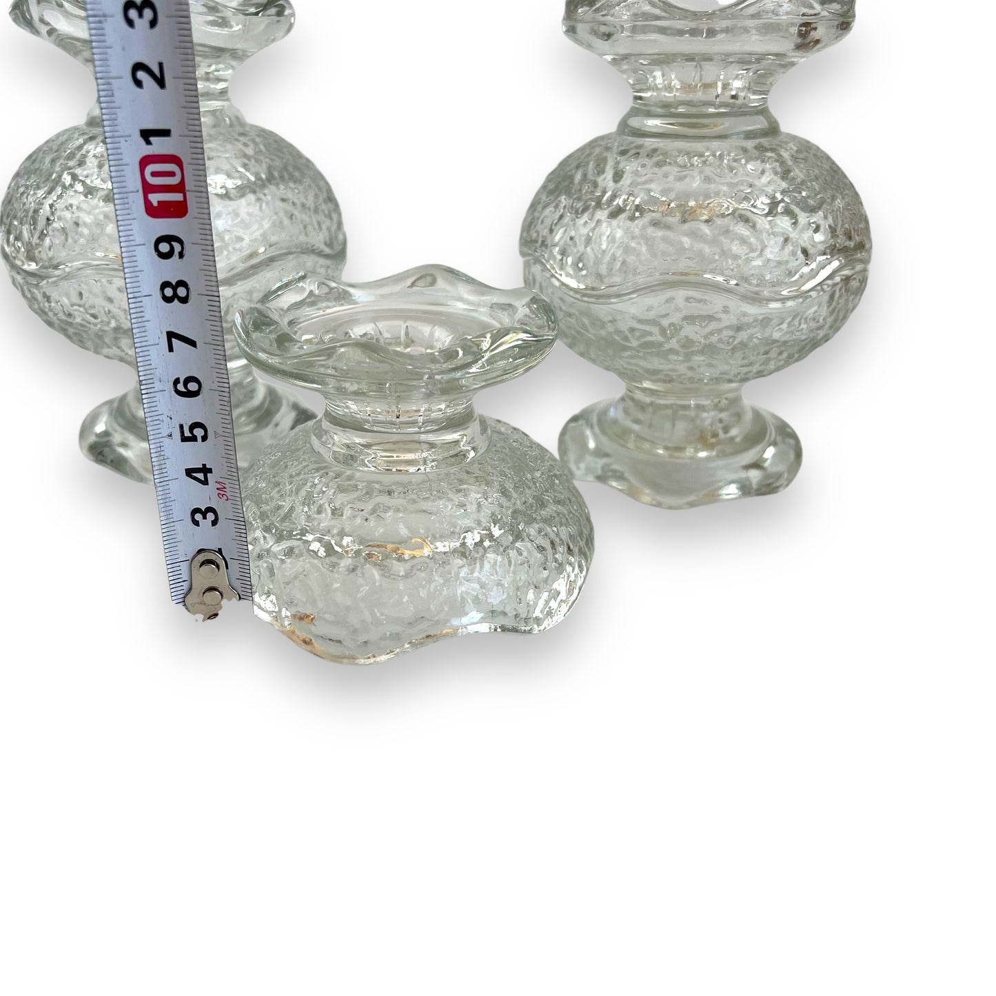 Anchor Hocking Reversible Stackable Pebble Glass Candle Holders Set Of 5