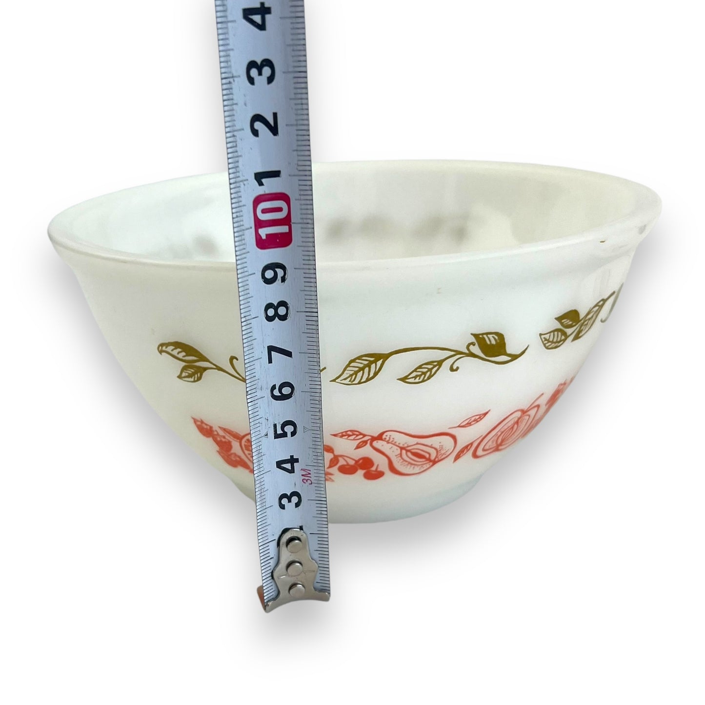 Pair of Vintage Fruit Design Milk Glass Bowls