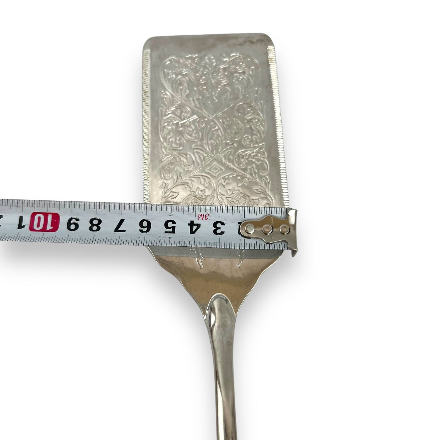 Silver ornate rectangle shape pie / flat spatula serving utensil