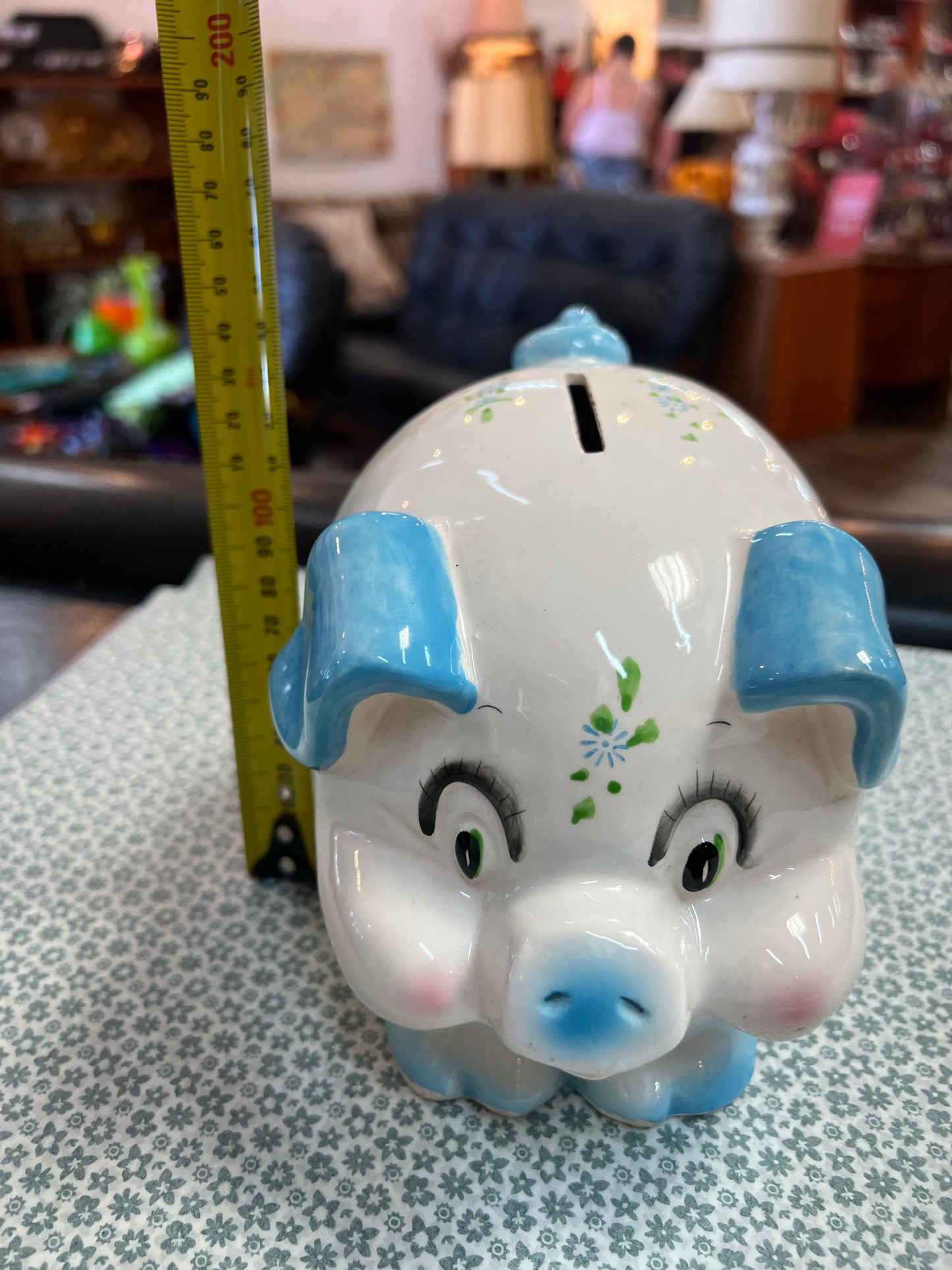 Blue & White Pig Money Box