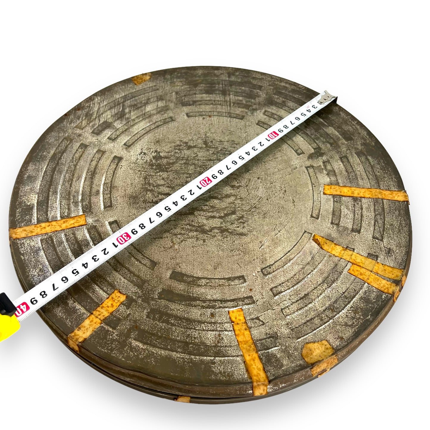 Large metal film reel storage tin