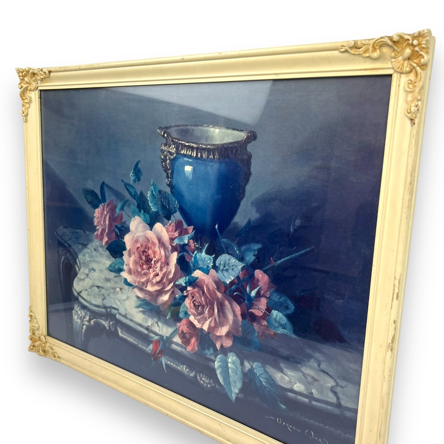 Vernon Ward Rose & Vase Framed Art Print