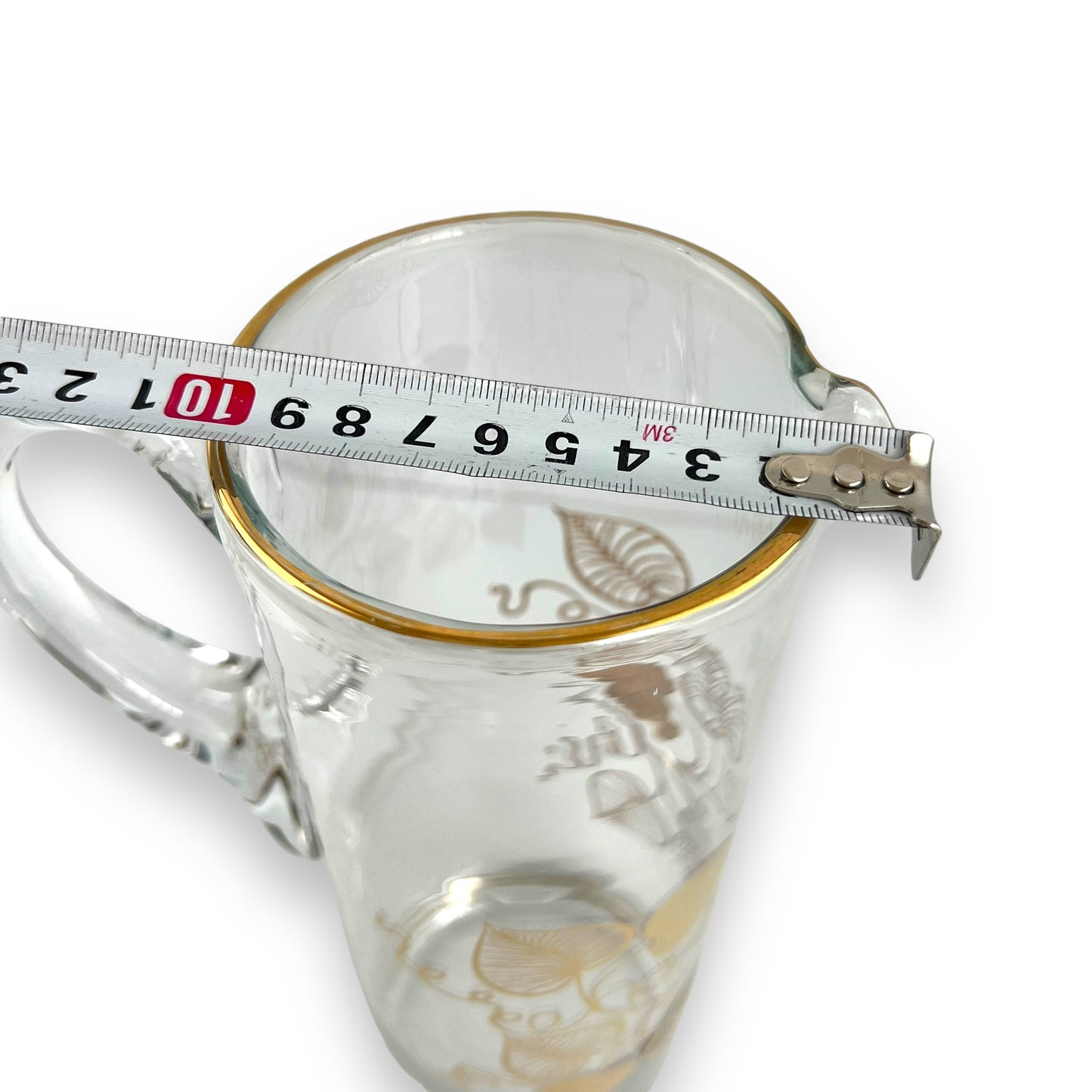 Clear Glass Pitcher Jug with Gold Love heart leaf decal