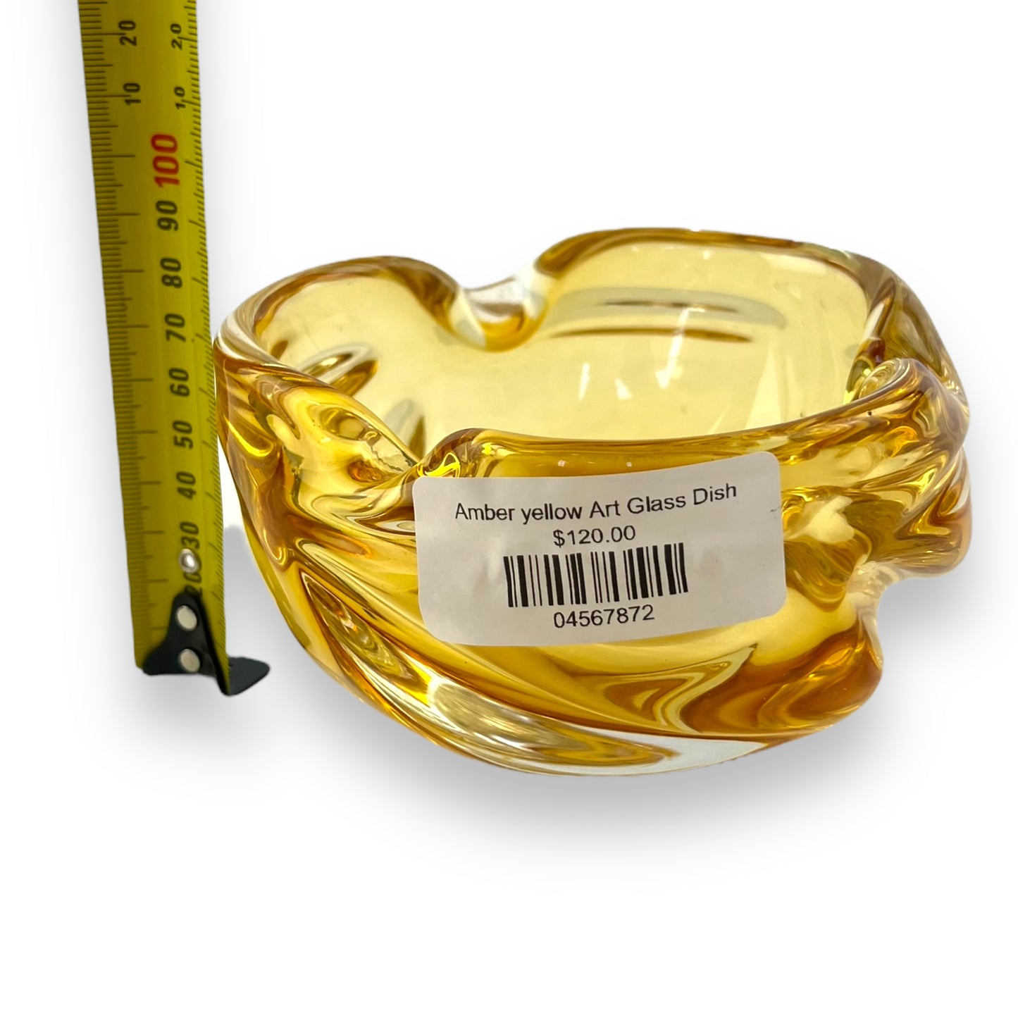 Amber yellow Art Glass Dish