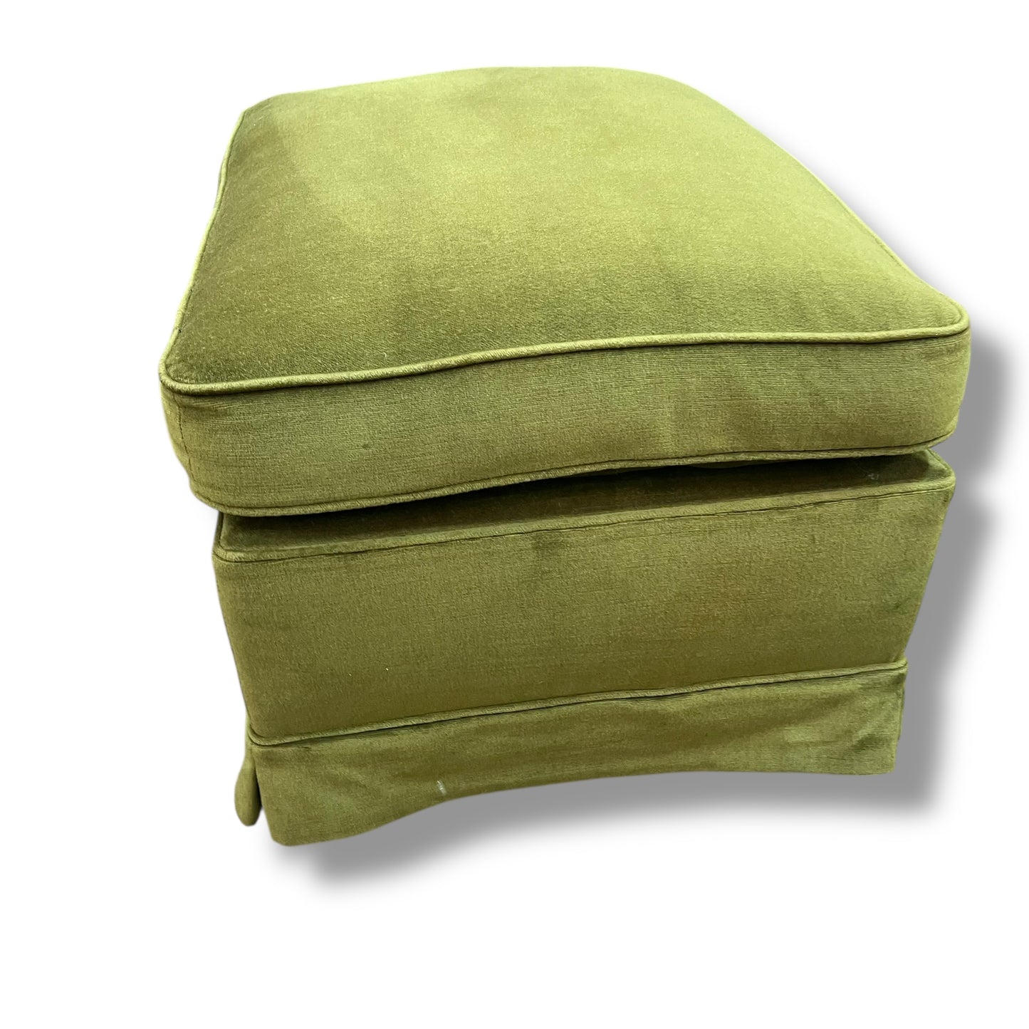 Ottoman — Green Velvet Upholstery, Feather Cushion