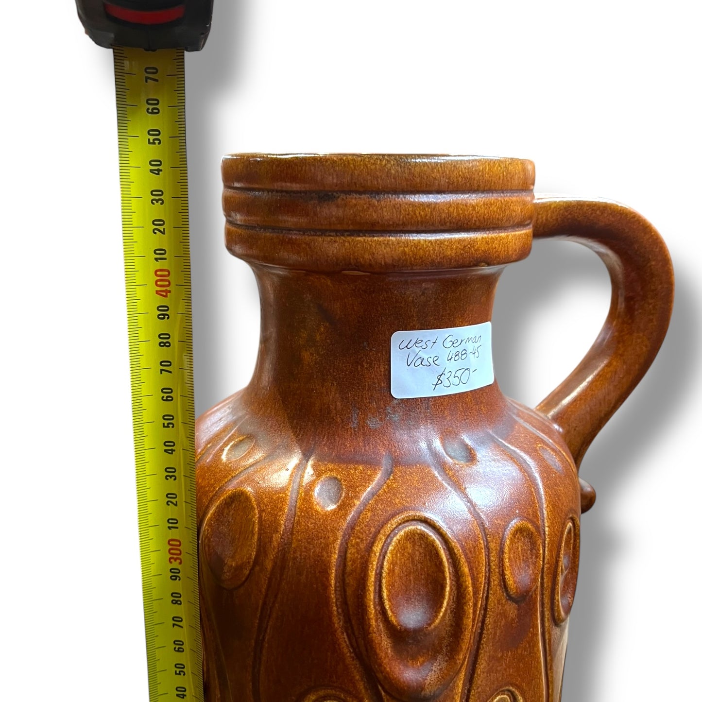 West German Scheurich 488-45 Vase — Mid-Century, Caramel Brown