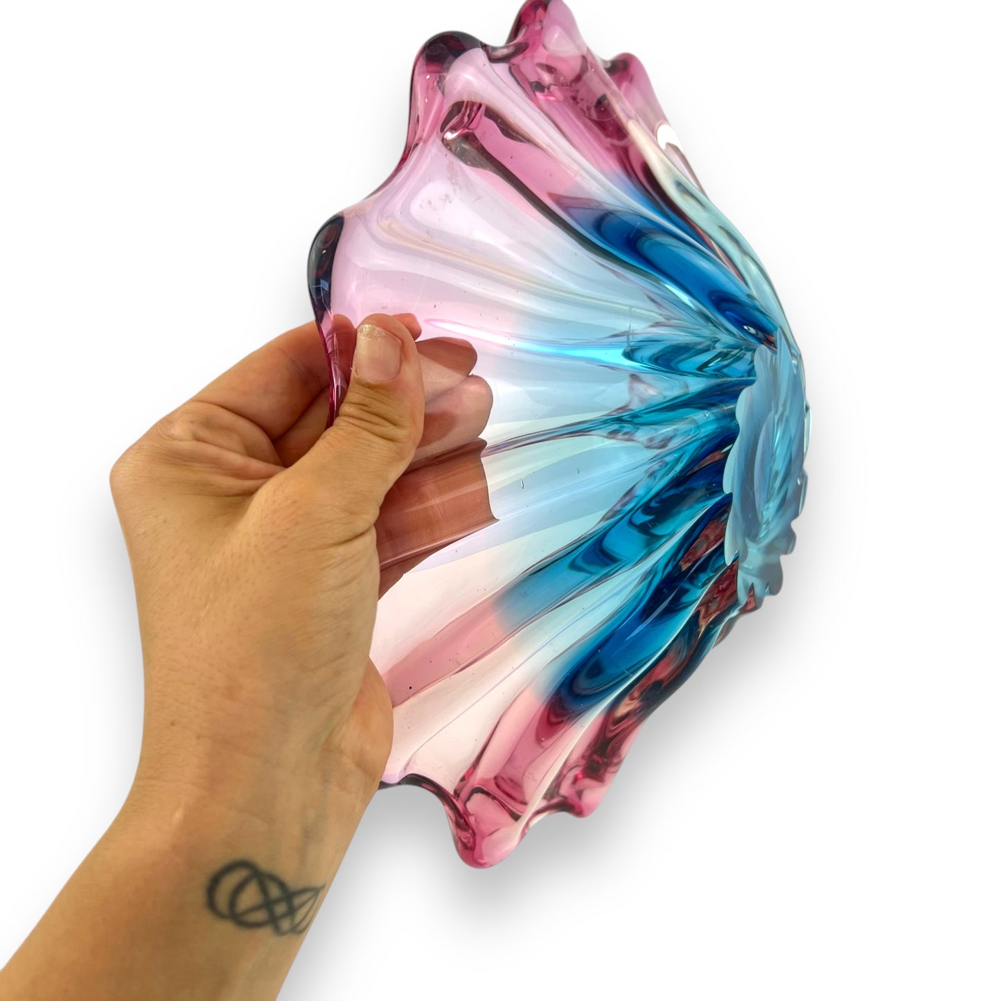 Pink & Blue Art Glass Large Dish